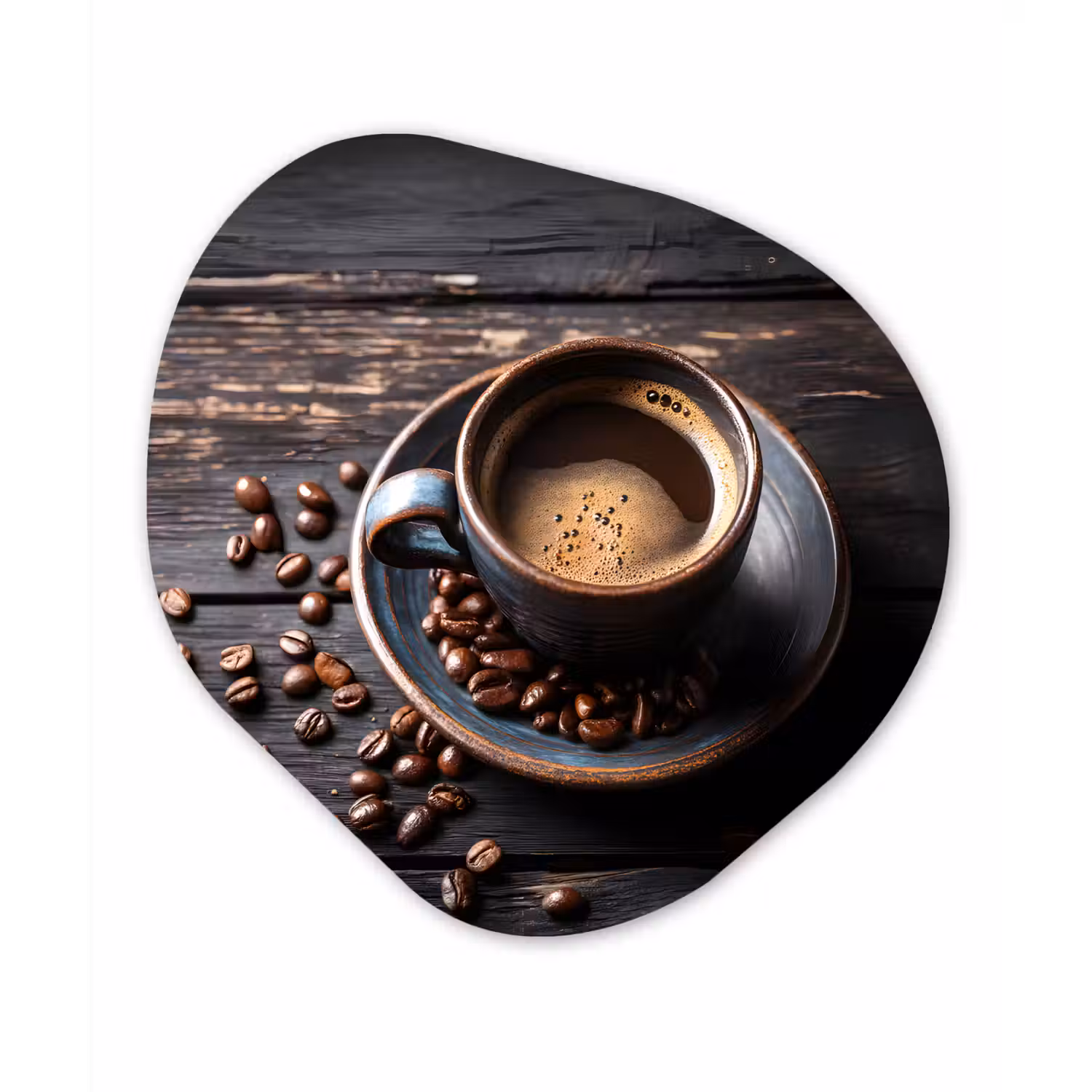 Kop - Koffie - Hout - Bonen Wandcirkel Organisch Forex 3mm klein -3d