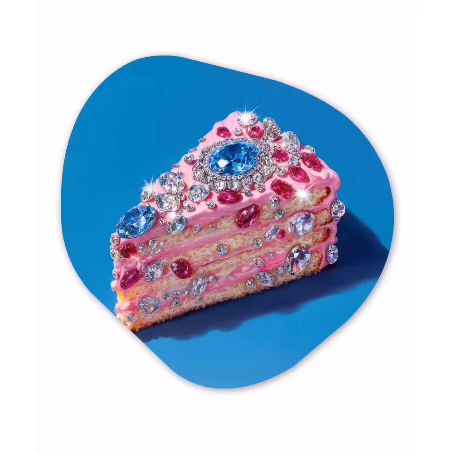Taart - Edelstenen - Glitters - Roze Wandcirkel Organisch Forex 3mm klein -3d
