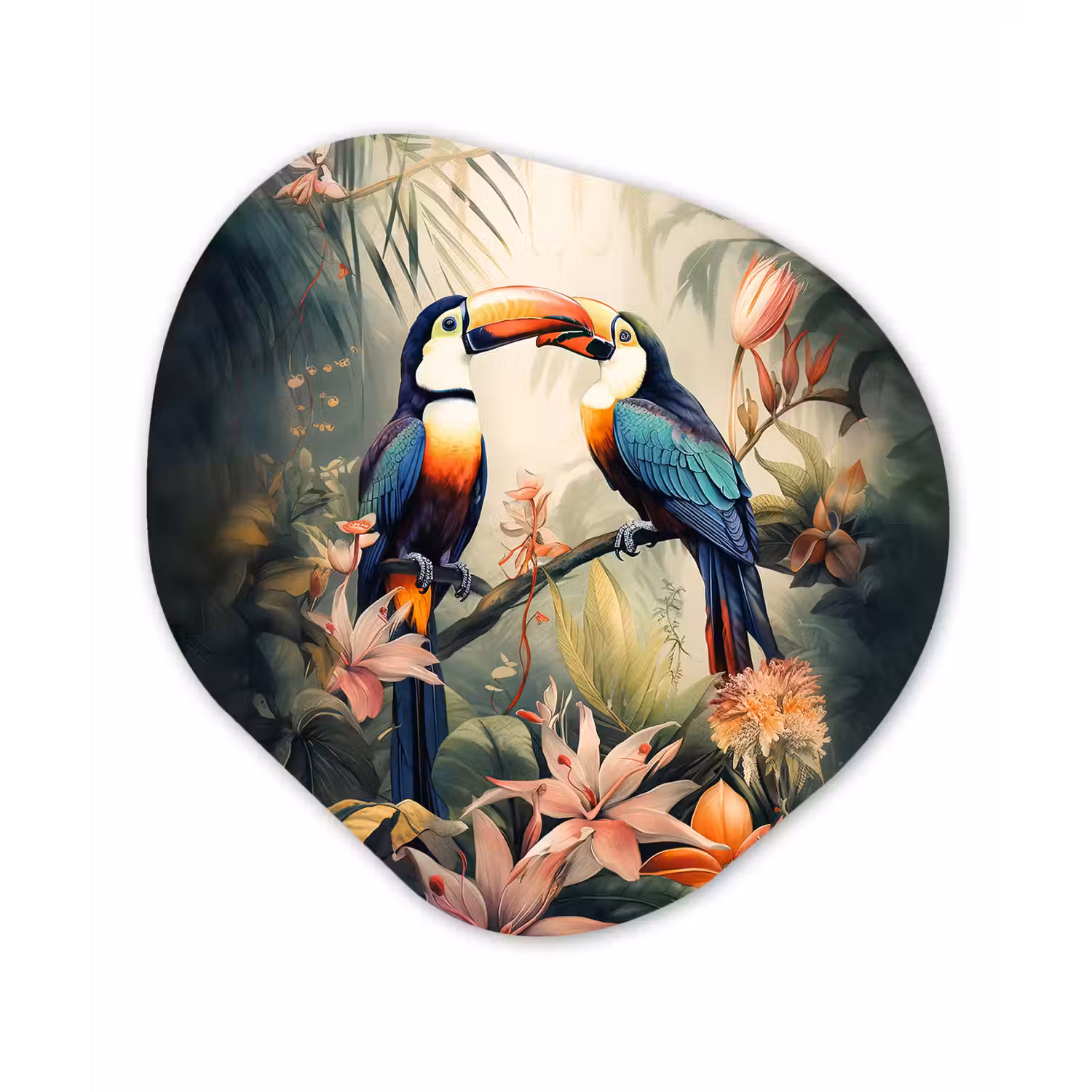 Toekan - Vogels - Bloemen - Natuur - Jungle Wandcirkel Organisch Forex 3mm klein -3d