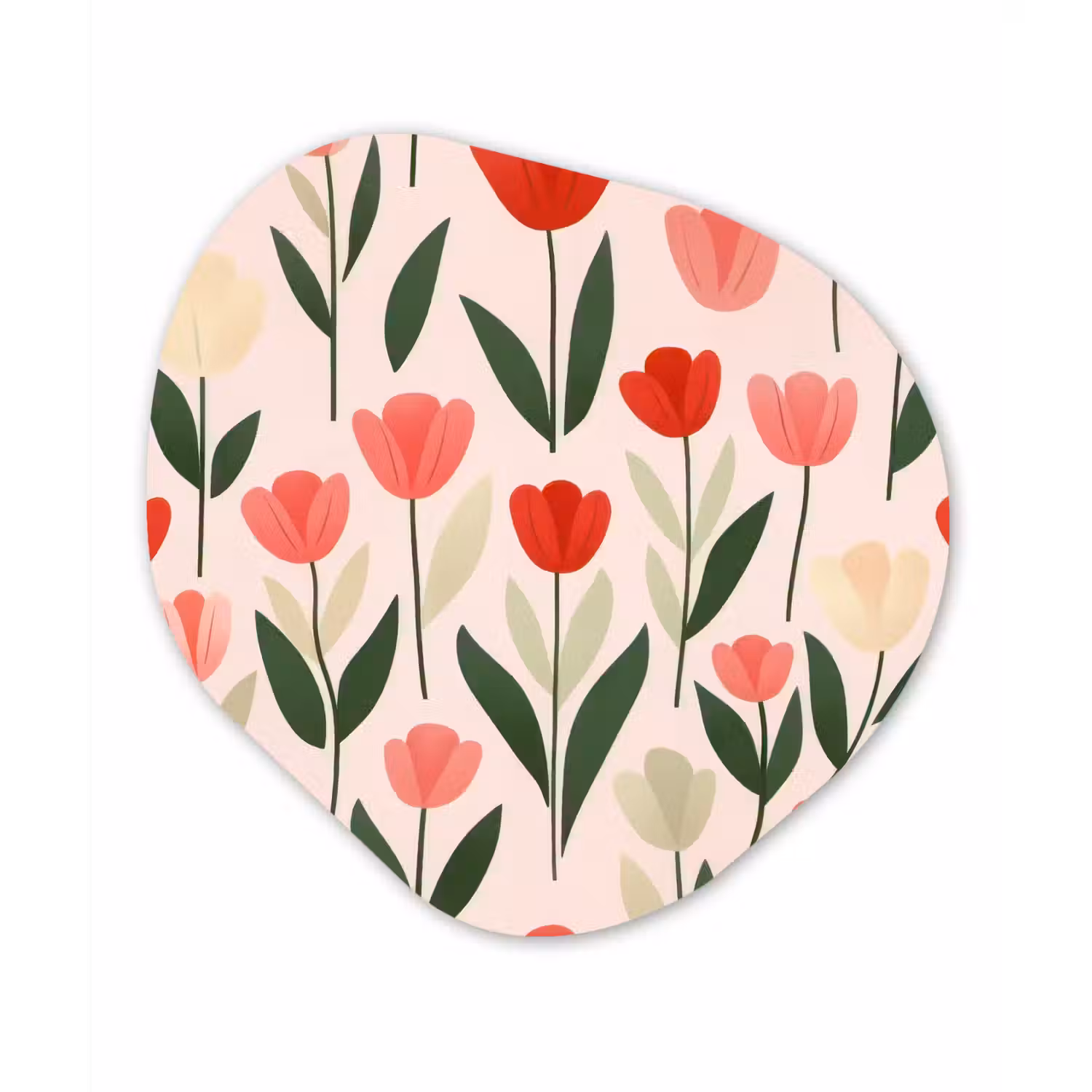 Tulpen - Modern - Roze Wandcirkel Organisch Forex 3mm klein -3d