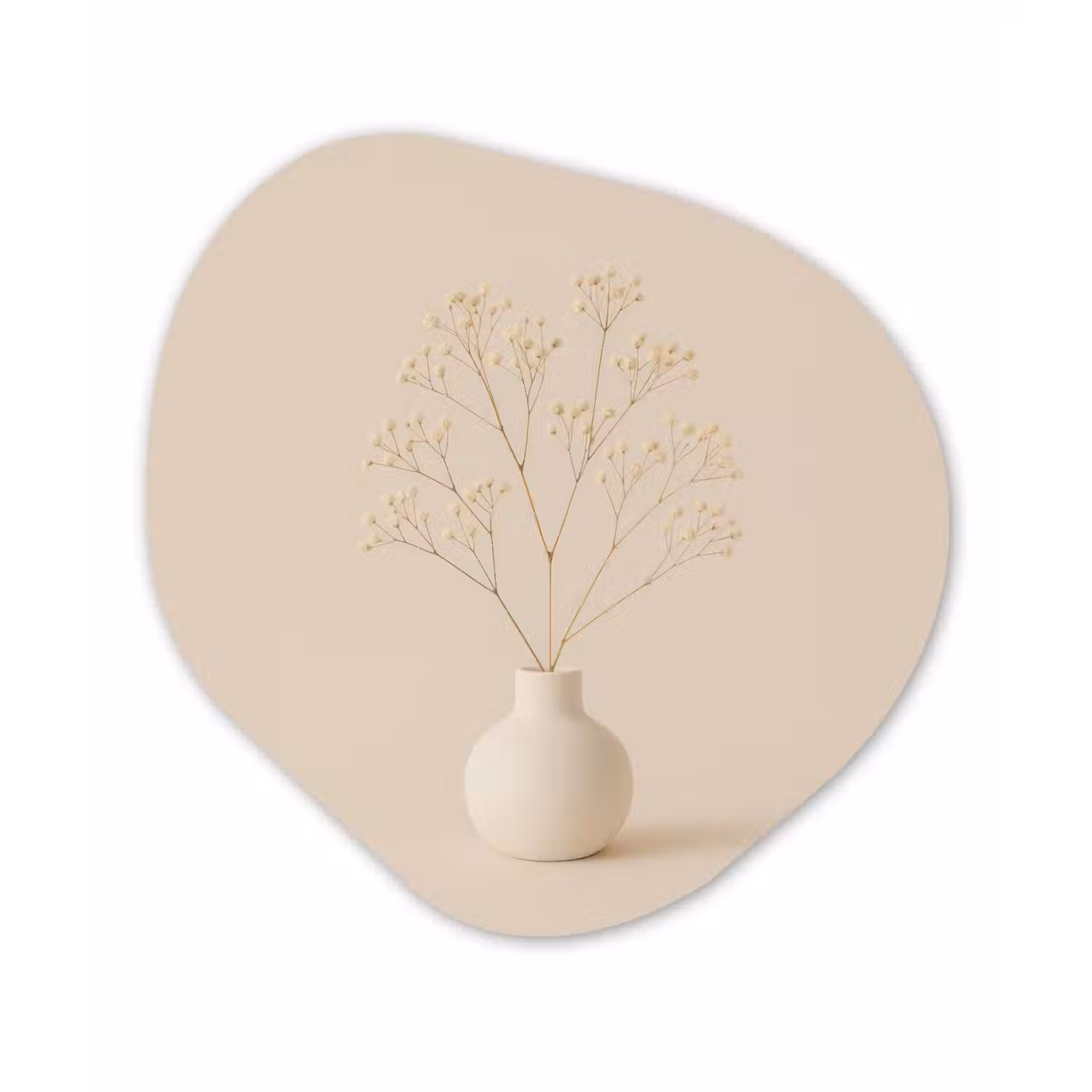 Vaas - Takken - Bloemetjes - Wit Wandcirkel Organisch Forex 3mm klein -3d