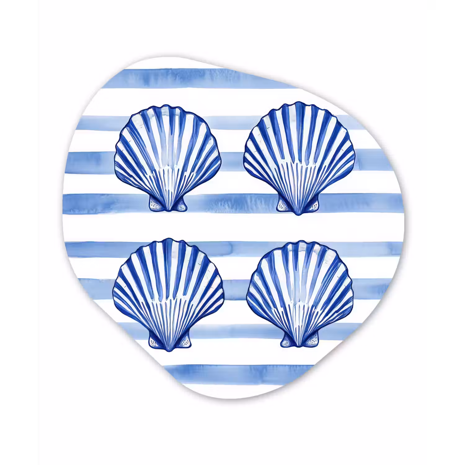 Vier schelpen - Blauw - Wit - Strepen Wandcirkel Organisch Forex 3mm klein -3d