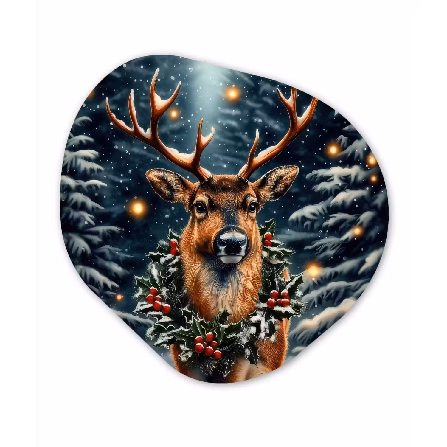 Kerst - Magie - Bos - Kleurrijk Wandcirkel Organisch Forex 3mm klein -3d