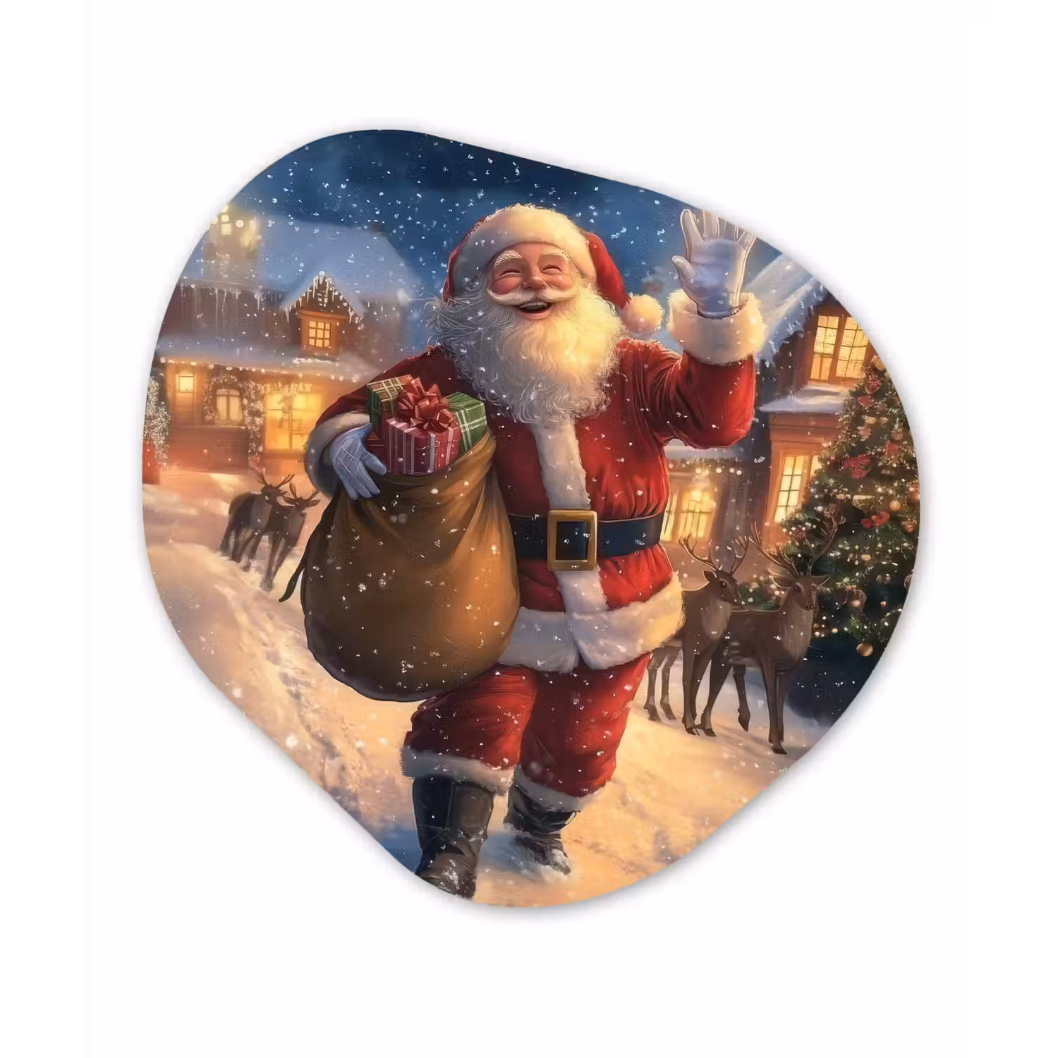 Kerstman - Dorp - Hert - Donker Wandcirkel Organisch Forex 3mm klein -3d