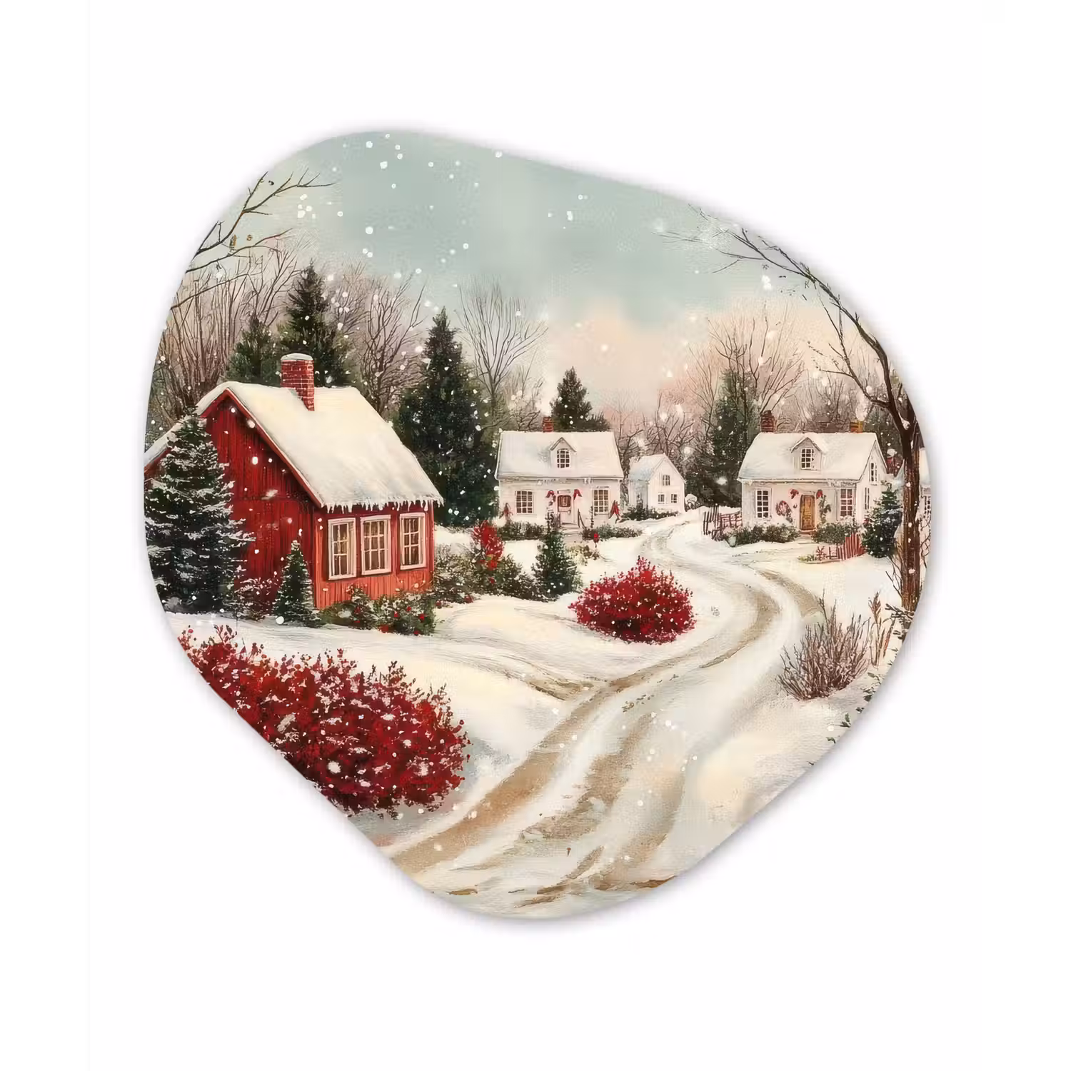 Kerstsfeer - Landelijk - Rood Wandcirkel Organisch Forex 3mm klein -3d