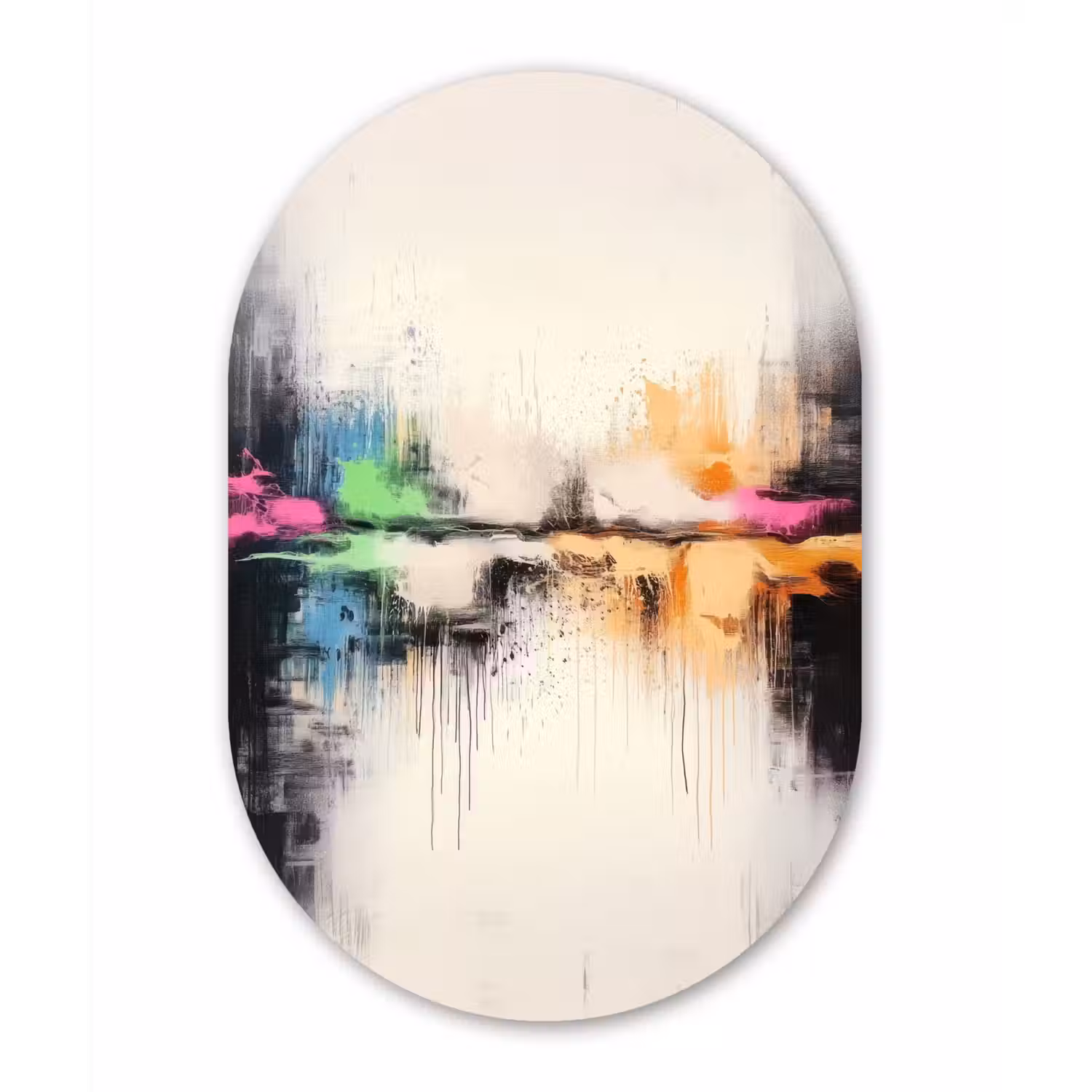 Abstract - Kleurexplosie - Landschap Wandcirkel Ovaal Forex klein -3d