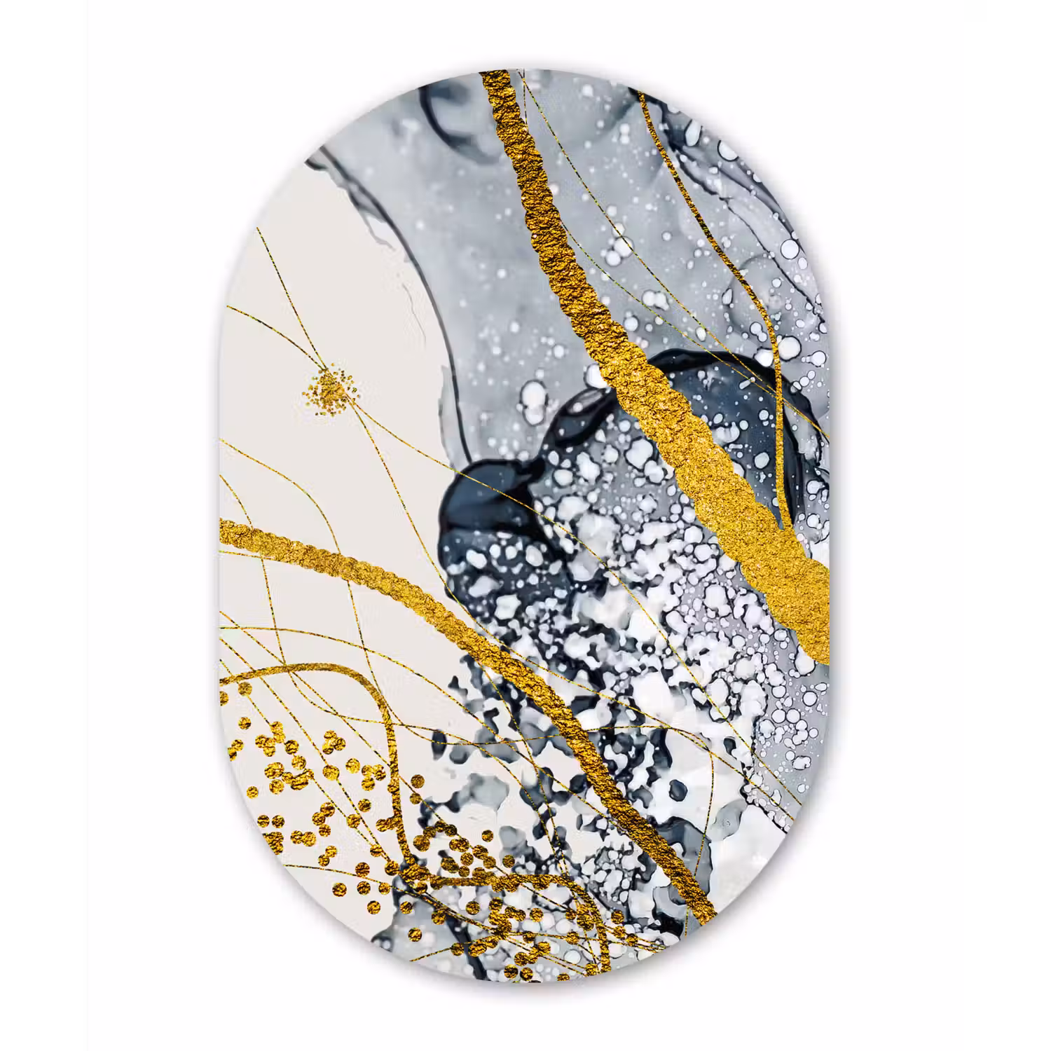 Abstract - Goud - Natuur - Kunst Wandcirkel Ovaal Forex klein -3d