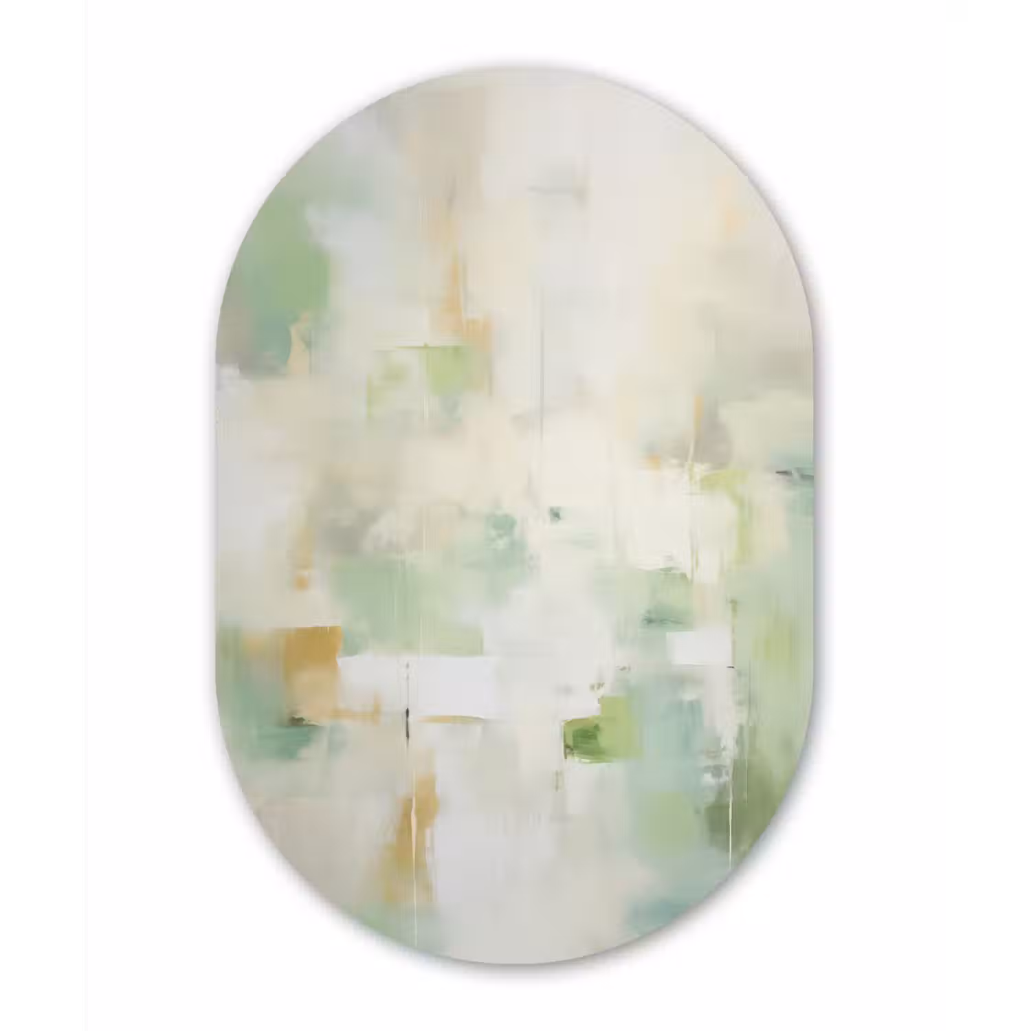 Abstract - Kunst - Wit - Groen - Modern Wandcirkel Ovaal Forex klein -3d