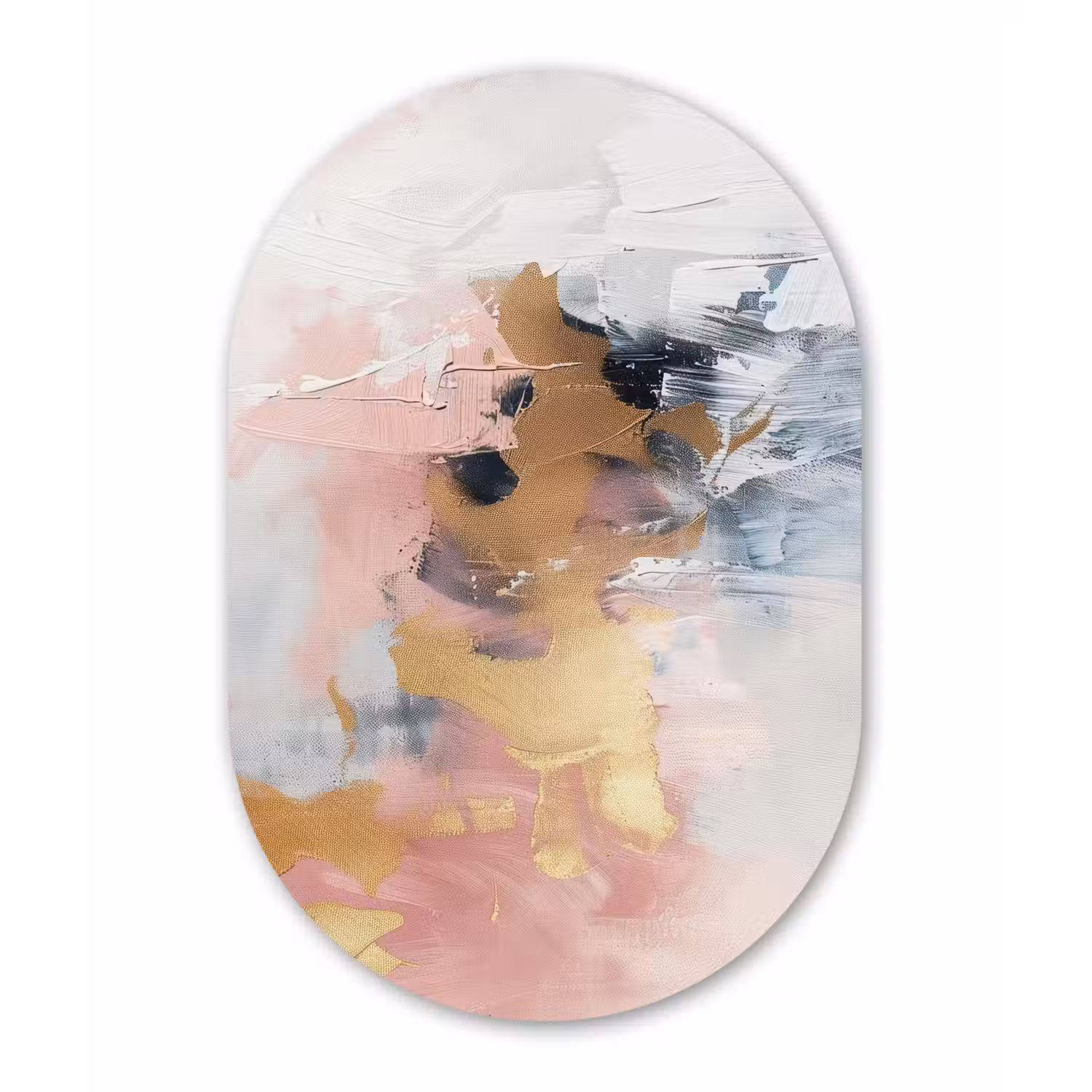 Abstract - Pastel kleuren - Goud - Modern - Aesthetic Wandcirkel Ovaal Forex klein -3d