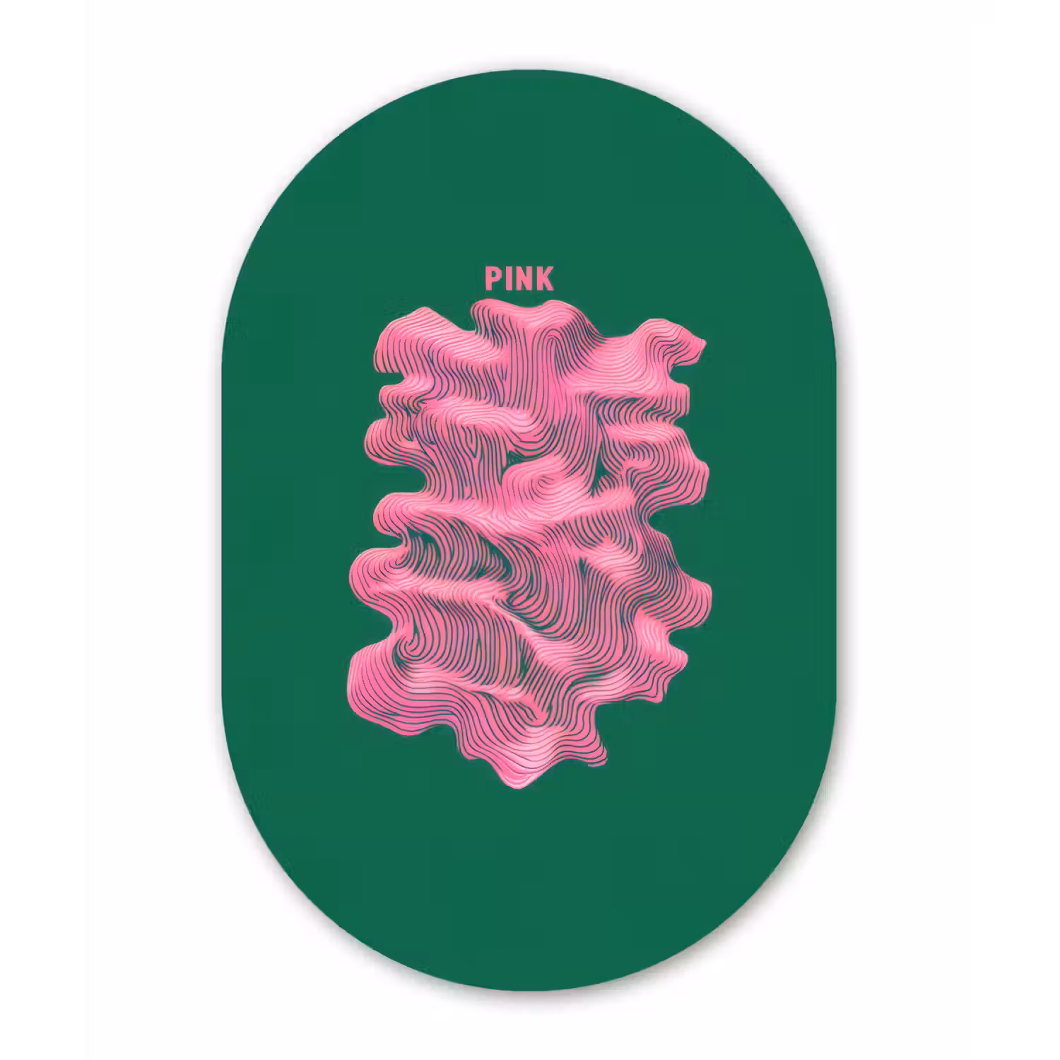 Abstract - Pink - Lijnen - Groen Wandcirkel Ovaal Forex klein -3d