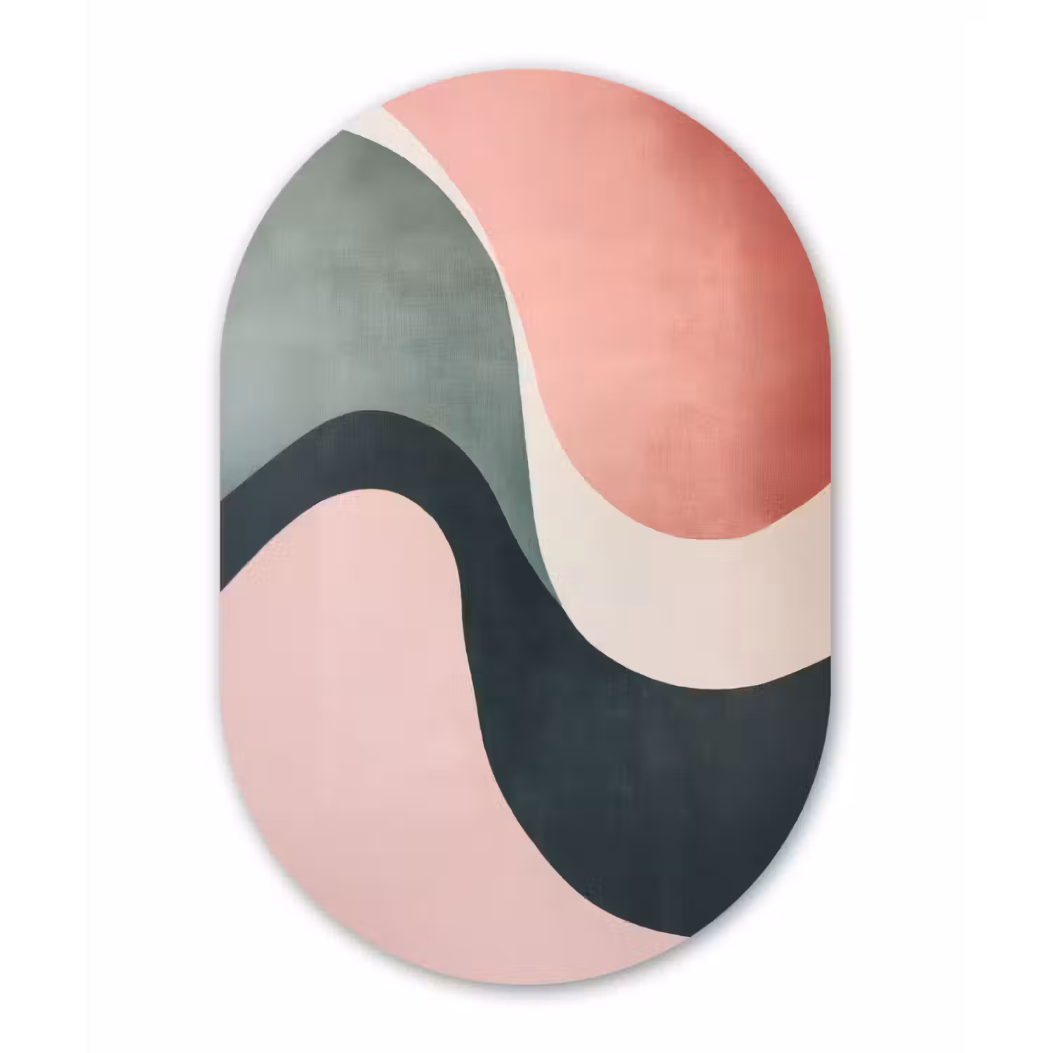 Abstract - Golven - Sierlijk - Roze Wandcirkel Ovaal Forex klein -3d
