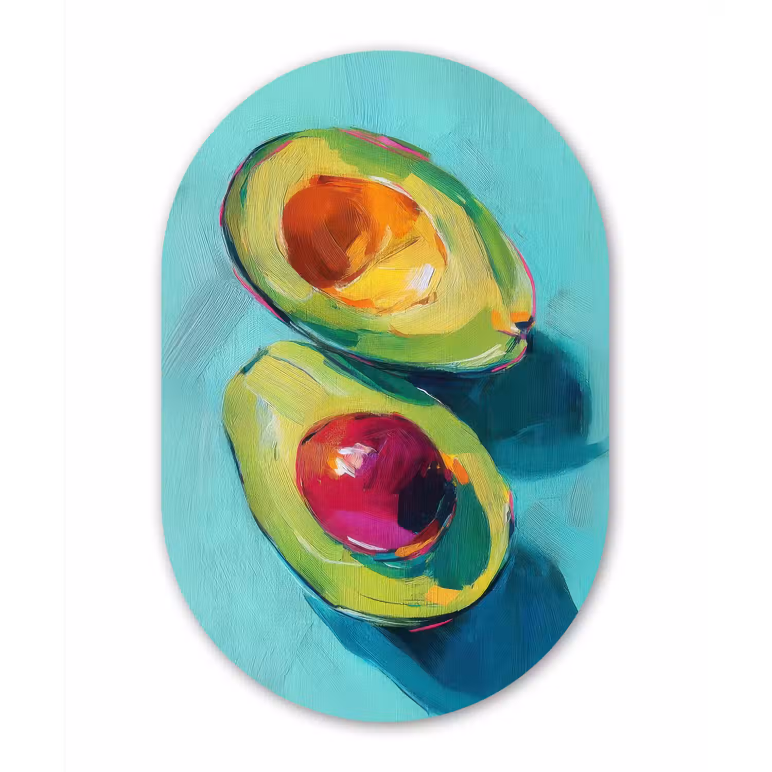 Avocado - Groen - Pit - Schaduw Wandcirkel Ovaal Forex klein -3d