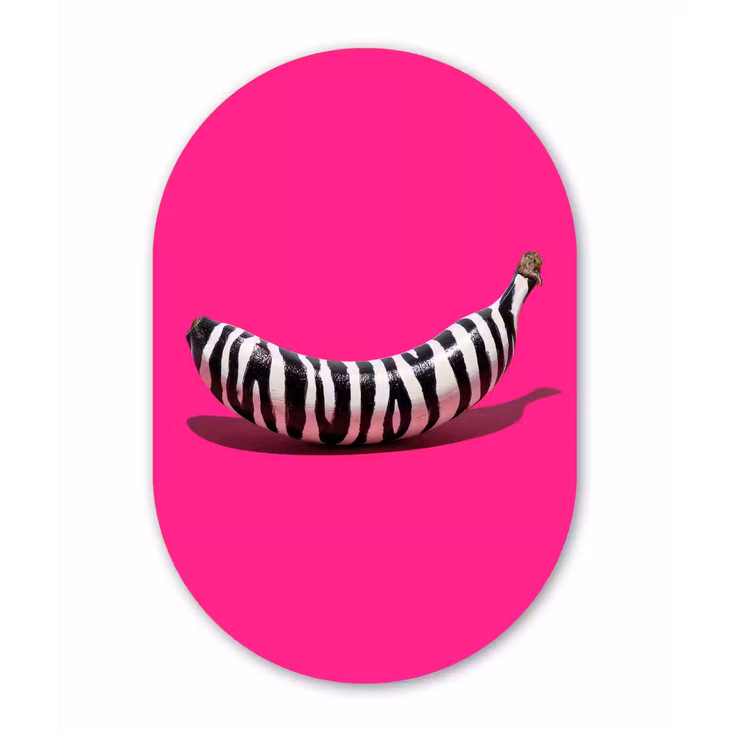 Banaan - Zebraprint - Roze Wandcirkel Ovaal Forex klein -3d
