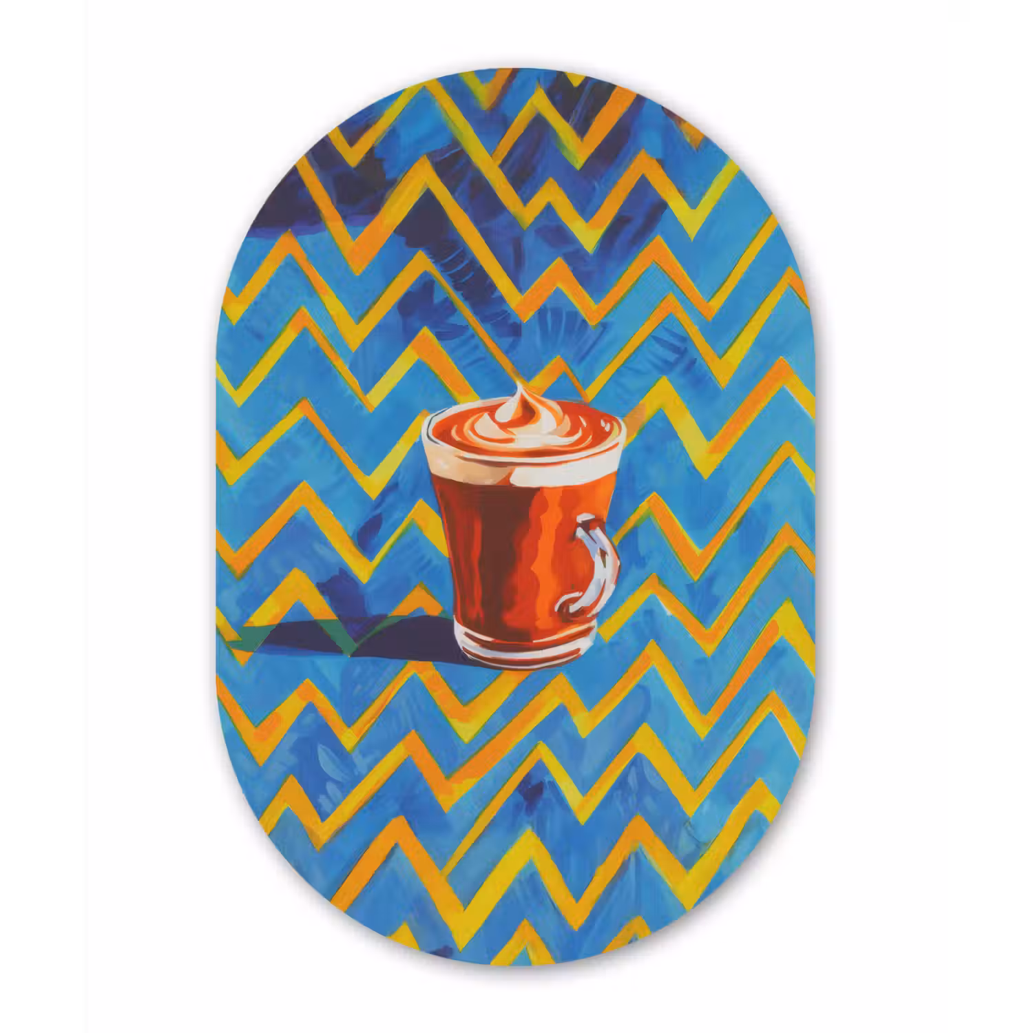 Mok - Koffie - Zigzag - Slagroom Wandcirkel Ovaal Forex klein -3d