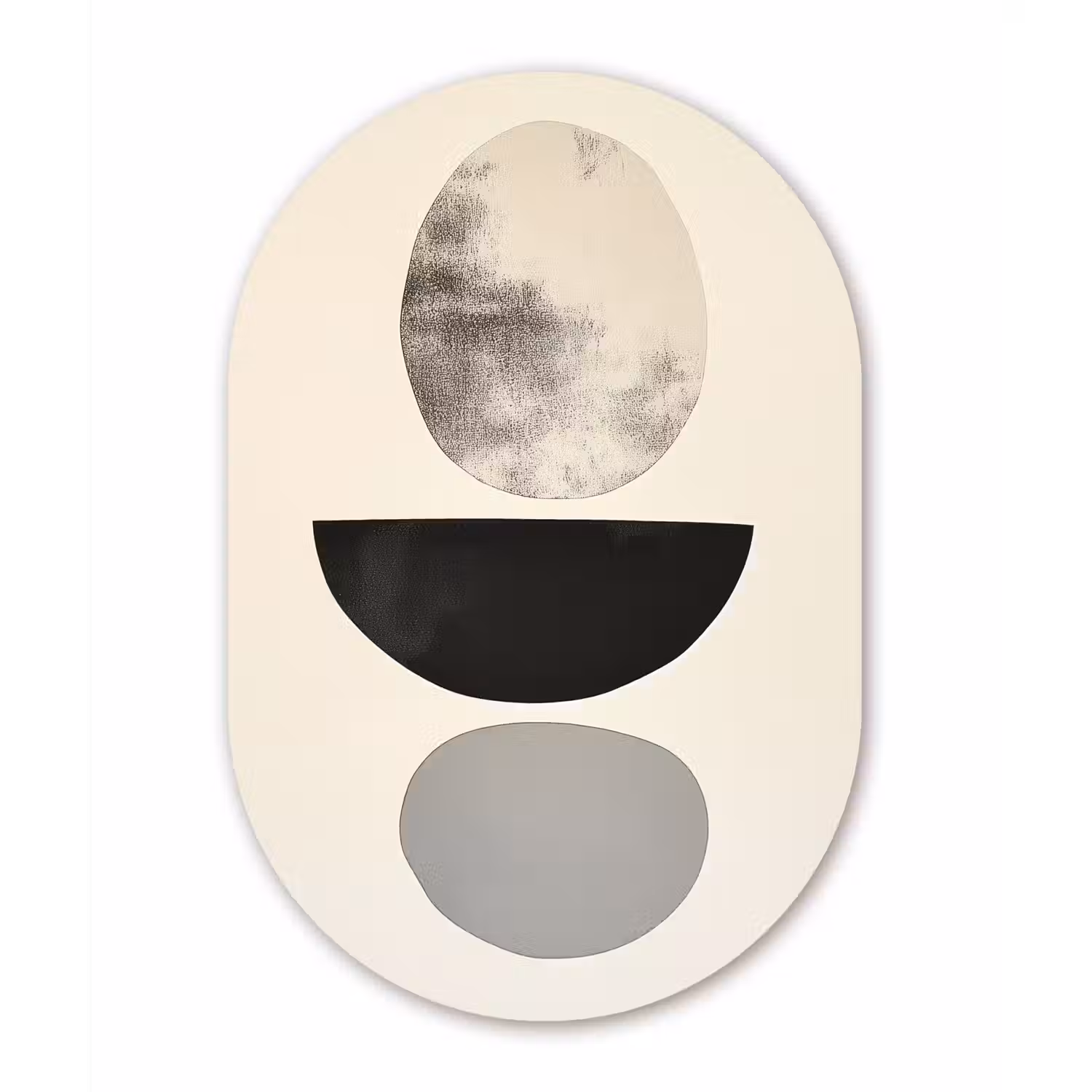 Beige - Japandi - Wabi sabi Wandcirkel Ovaal Forex klein -3d