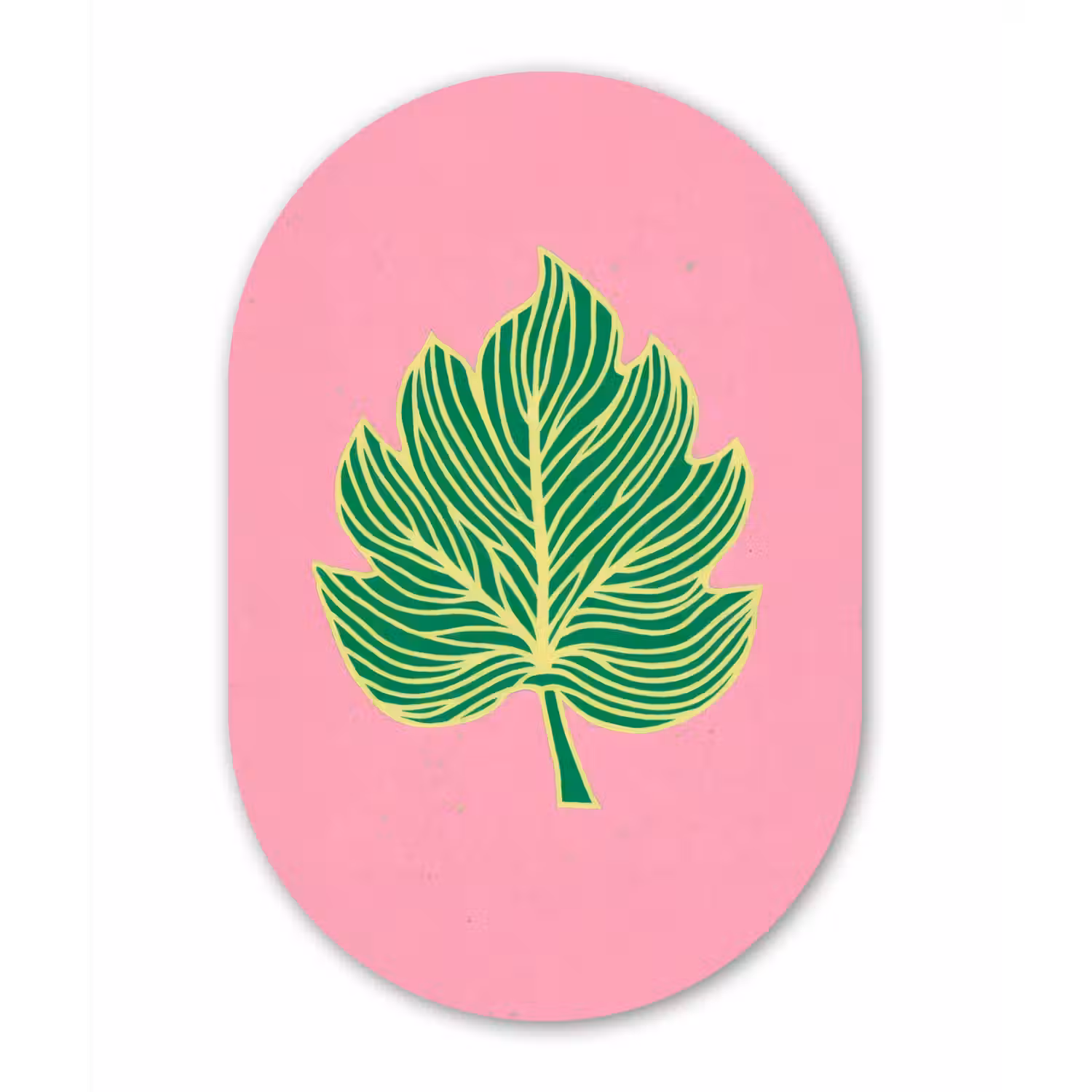 Blad - Groen - Illustratie - Minimalistisch Wandcirkel Ovaal Forex klein -3d