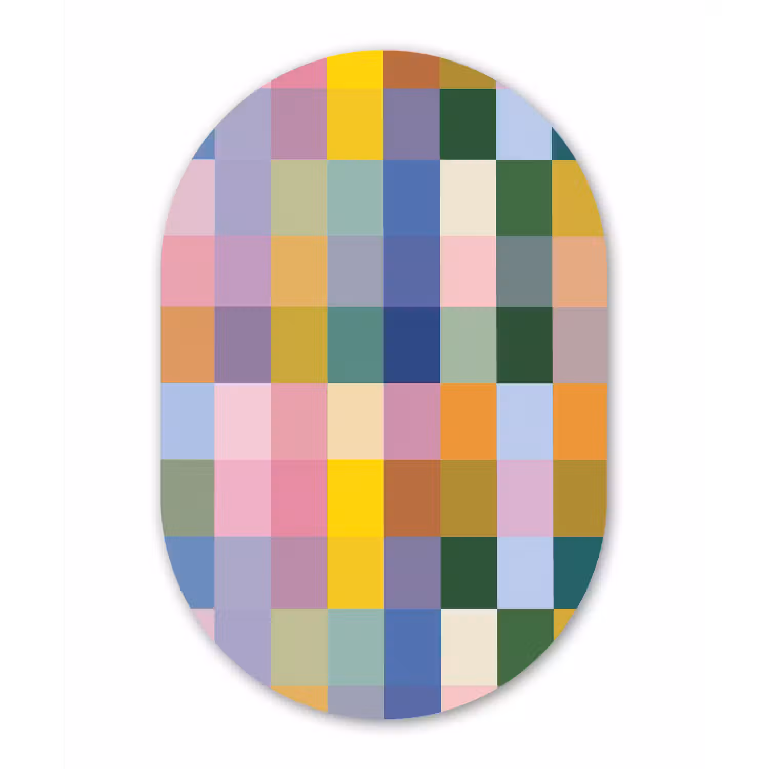 Blokken - Vierkant - Patroon - Gekleurd Wandcirkel Ovaal Forex klein -3d