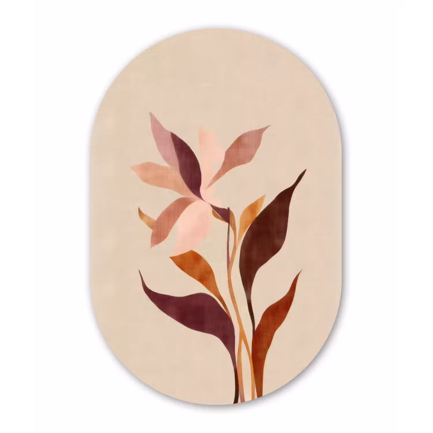 Bloemen - Blaadjes - Minimalistisch - Roze Wandcirkel Ovaal Forex klein -3d