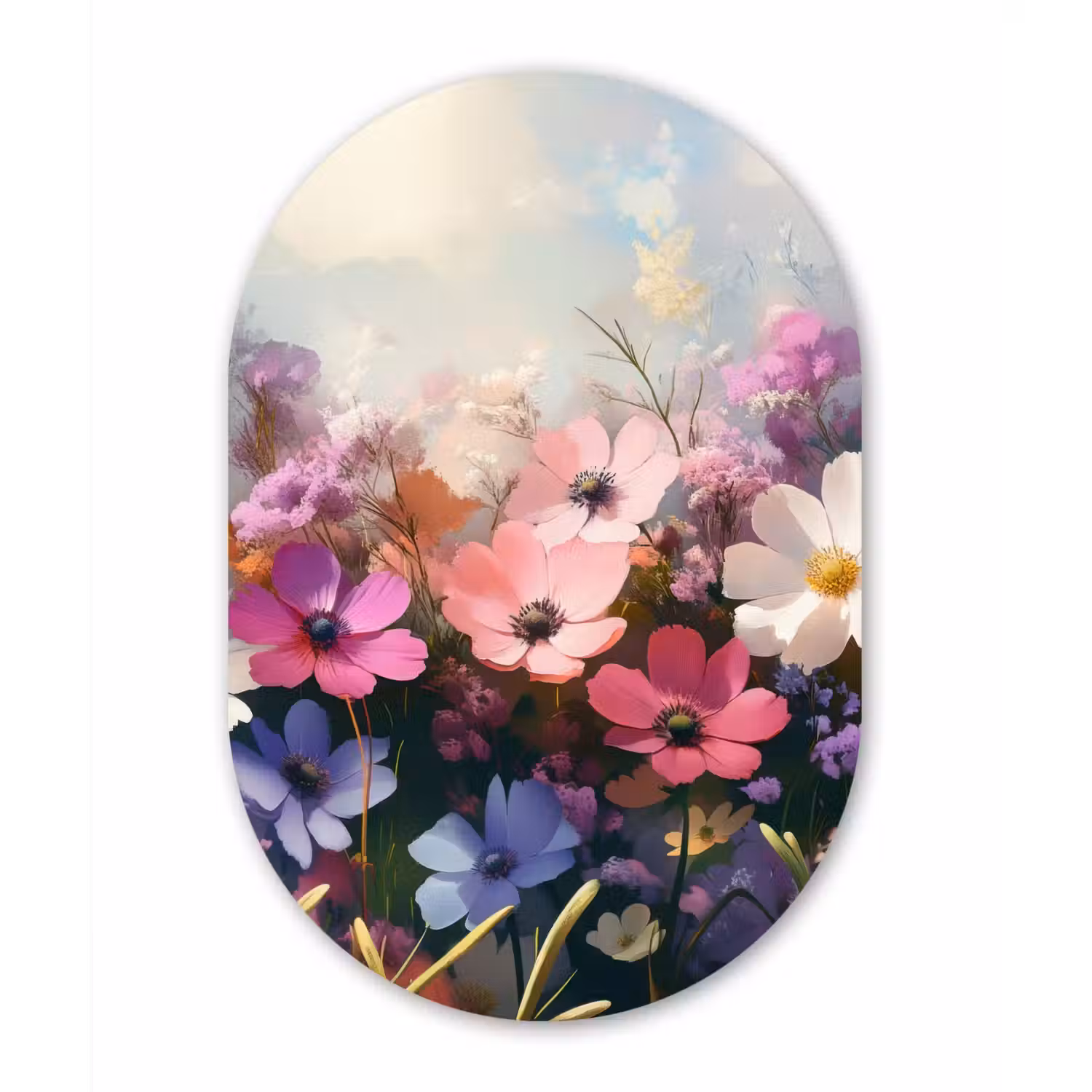Bloemen - Kleurrijk - Bloei Wandcirkel Ovaal Forex klein -3d