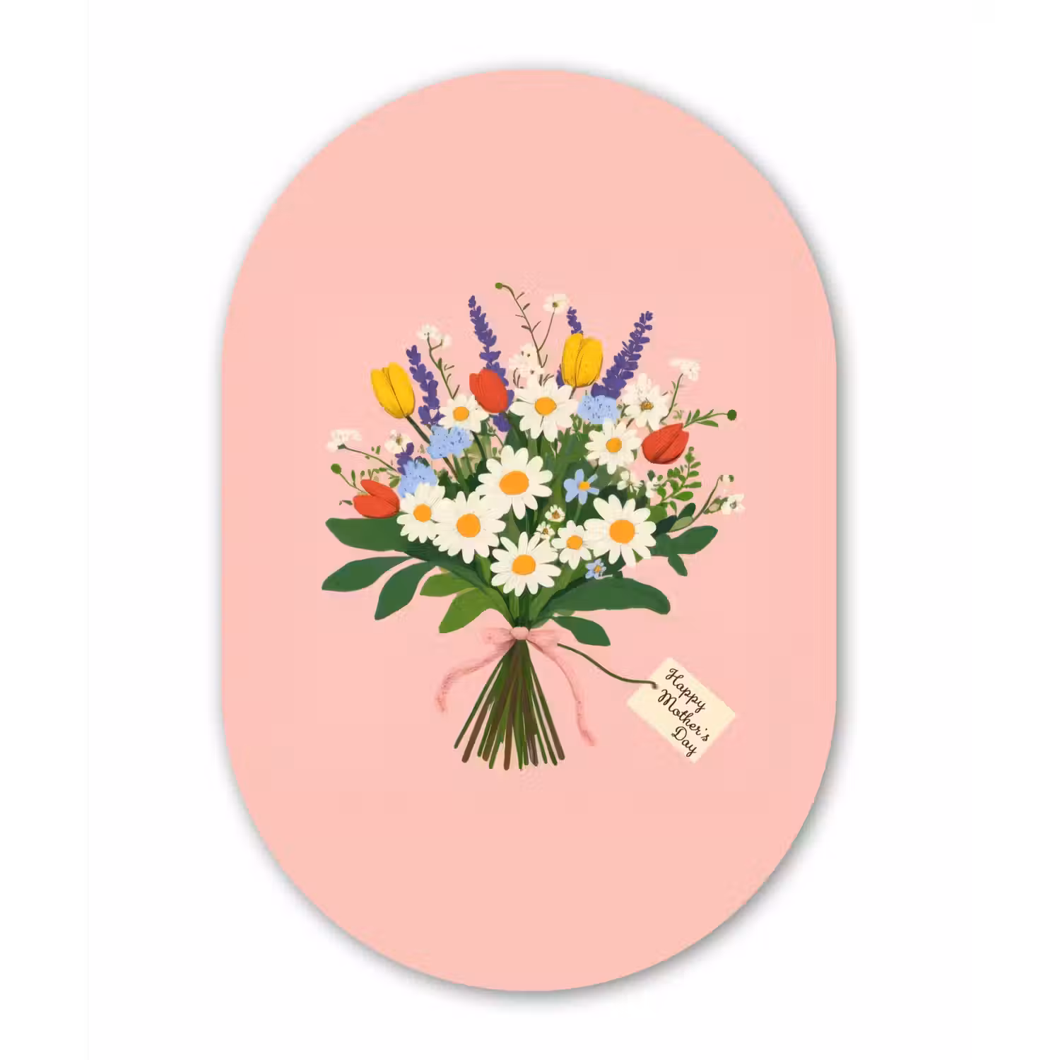 Bloemen - Lint - Kaartje Wandcirkel Ovaal Forex klein -3d