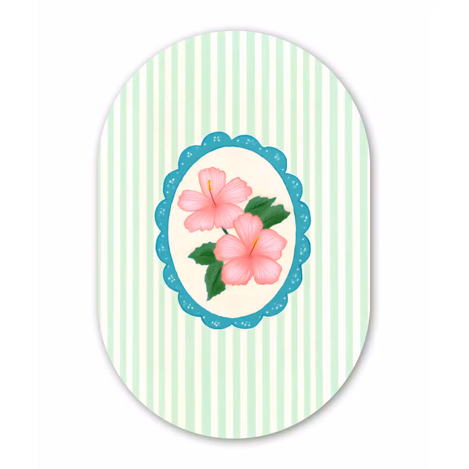 Bloemen - Ovaal - Strepen - Groen Wandcirkel Ovaal Forex klein -3d