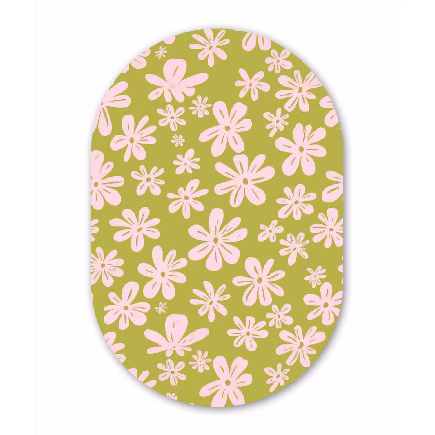Bloemen - Roze - Getekend - Patroon Wandcirkel Ovaal Forex klein -3d