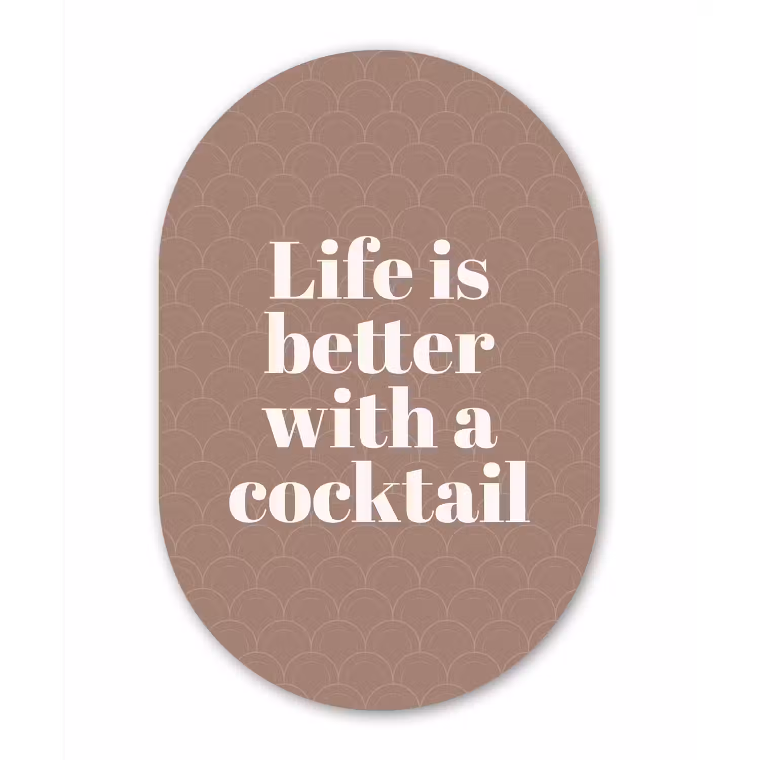 Cocktail - Tekst - Patroon - Wit Wandcirkel Ovaal Forex klein -3d