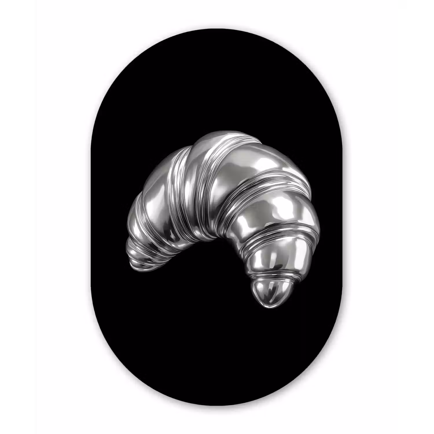 Croissant - Metaal - Zilver Wandcirkel Ovaal Forex klein -3d