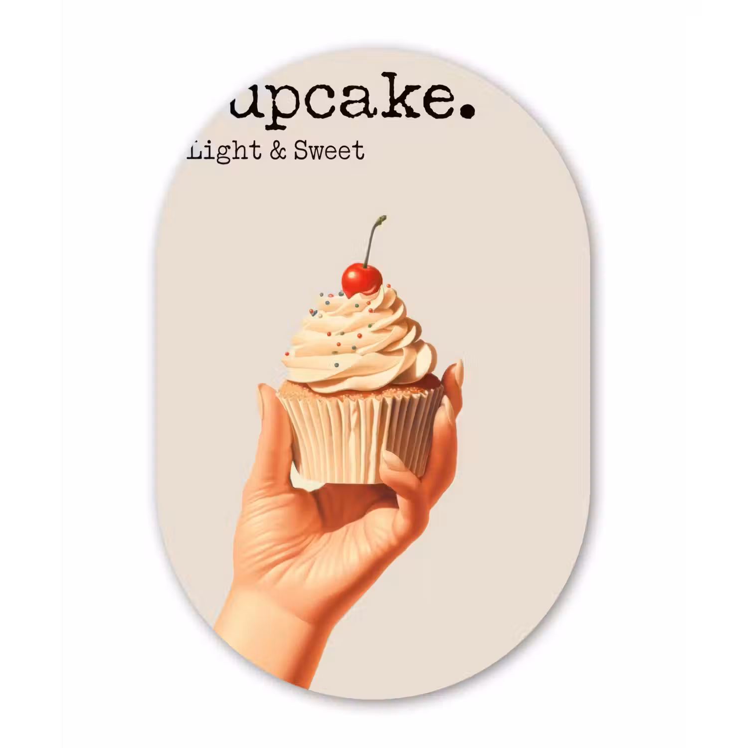 Cupcake - Zoet - Kers Wandcirkel Ovaal Forex klein -3d