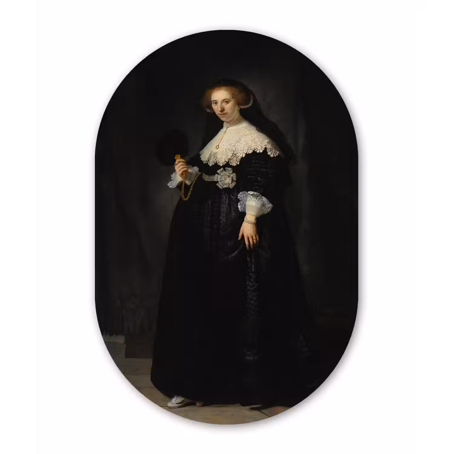 Het huwelijksportret van Oopjen Coppit - Rembrandt van Rijn Wandcirkel Ovaal Forex klein -3d