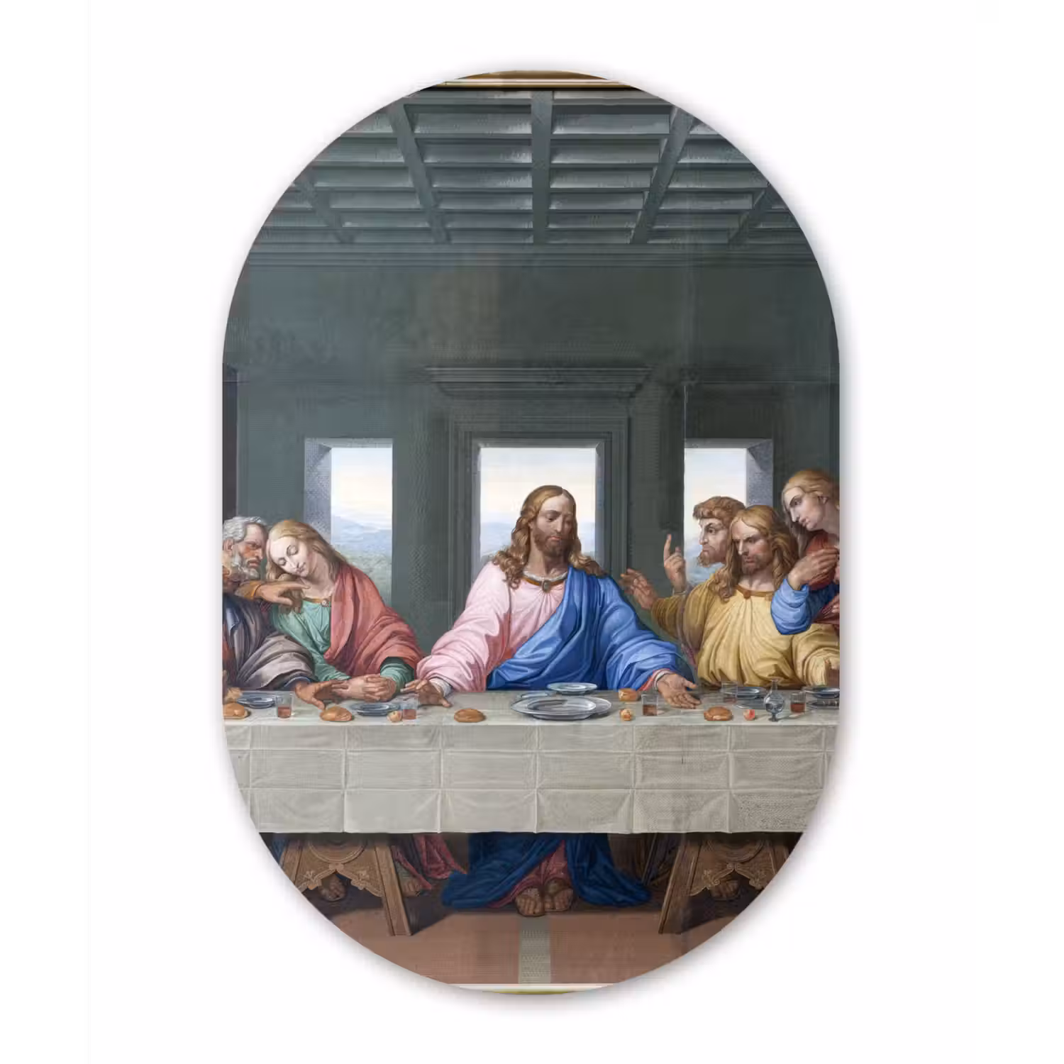 Het laatste avondmaal - Leonardo da Vinci Wandcirkel Ovaal Forex klein -3d