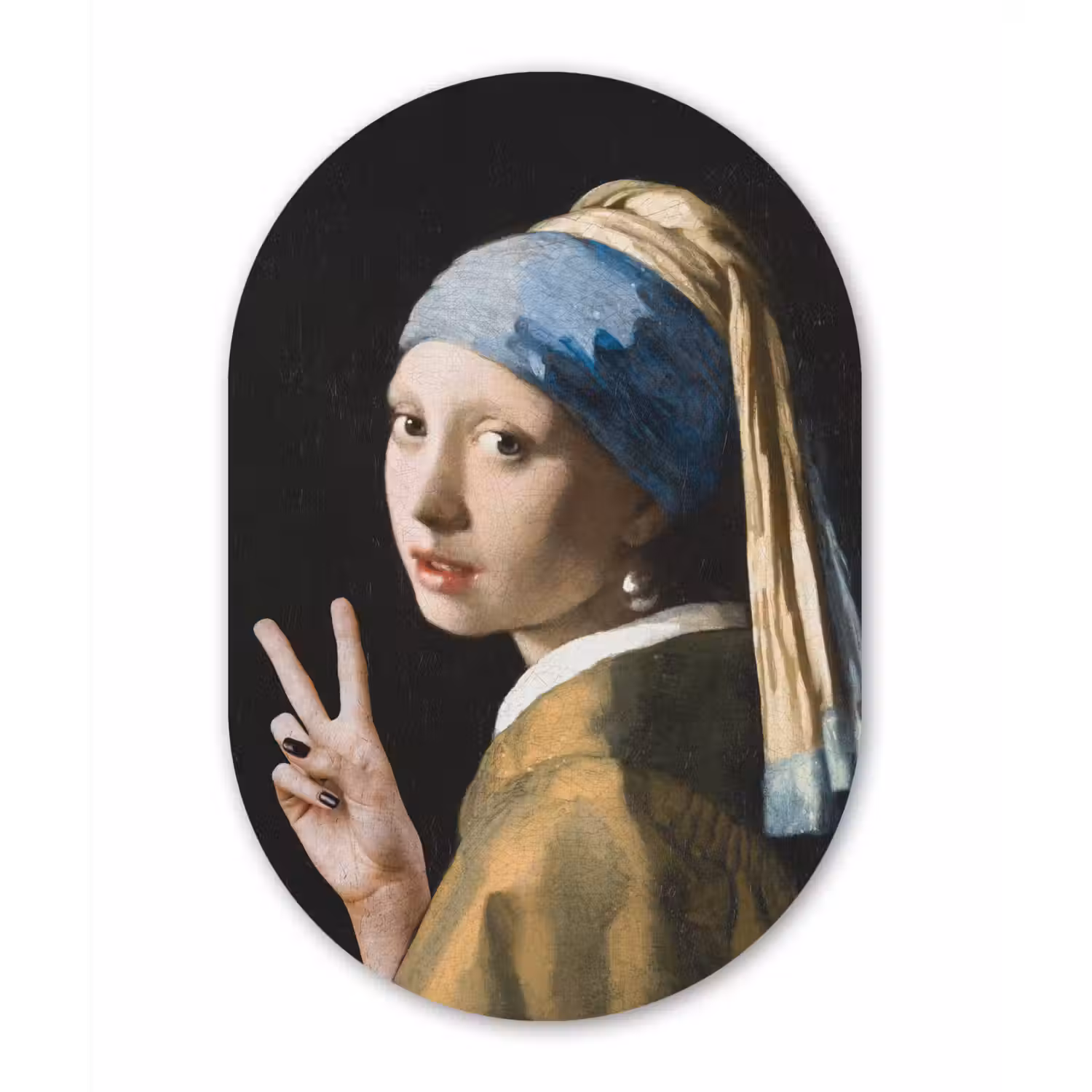 Meisje met de parel - Johannes Vermeer - Peace Wandcirkel Ovaal Forex klein -3d