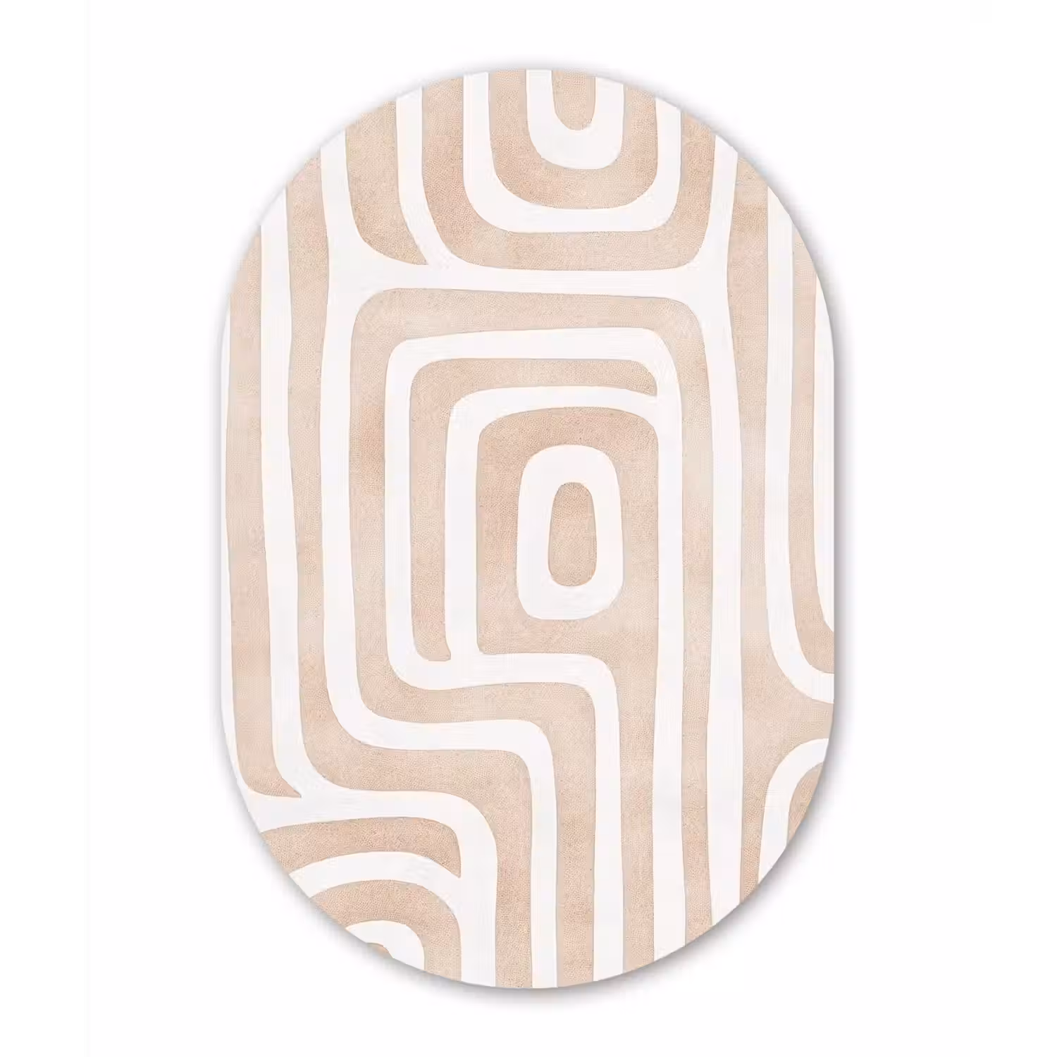 Decoratief - Labyrint - Beige Wandcirkel Ovaal Forex klein -3d