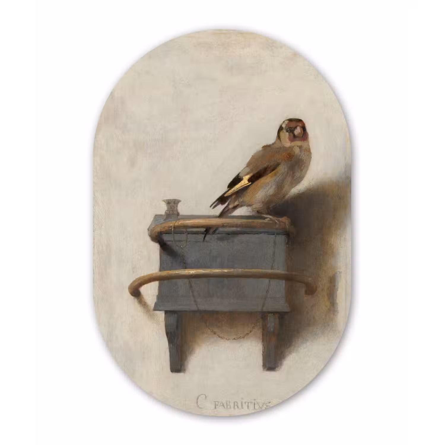 Het puttertje - Carel Fabritius Wandcirkel Ovaal Forex klein -3d