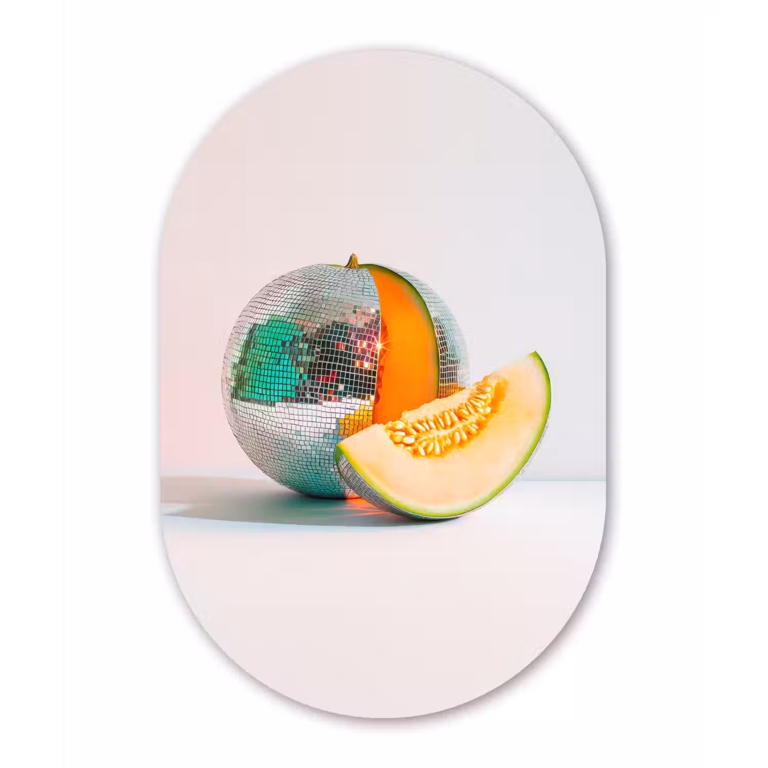 Disco - Discobal - Meloen - Pastel Wandcirkel Ovaal Forex klein -3d