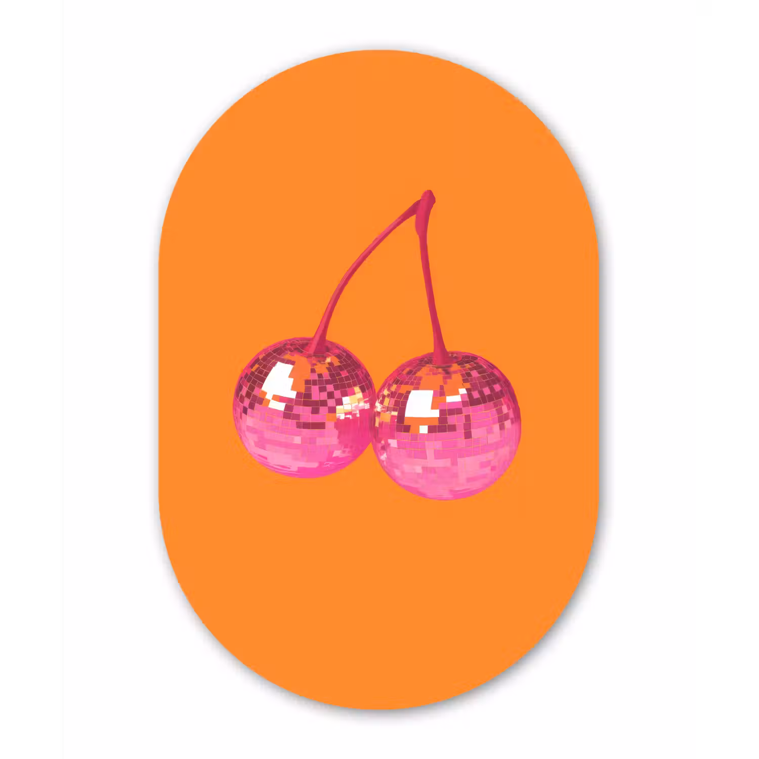 Discoballen - Kers - Spiegels - Roze Wandcirkel Ovaal Forex klein -3d