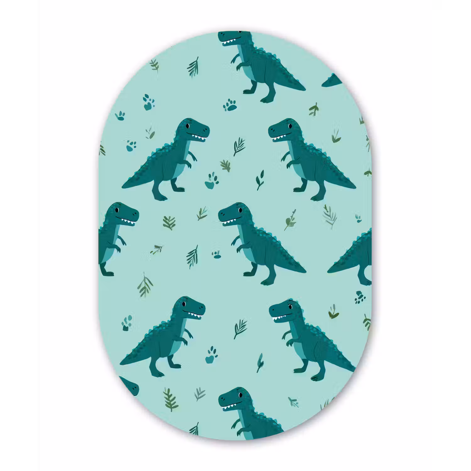 Donkergroen - Dinosaurussen - Afdrukken - Bladeren Wandcirkel Ovaal Forex klein -3d