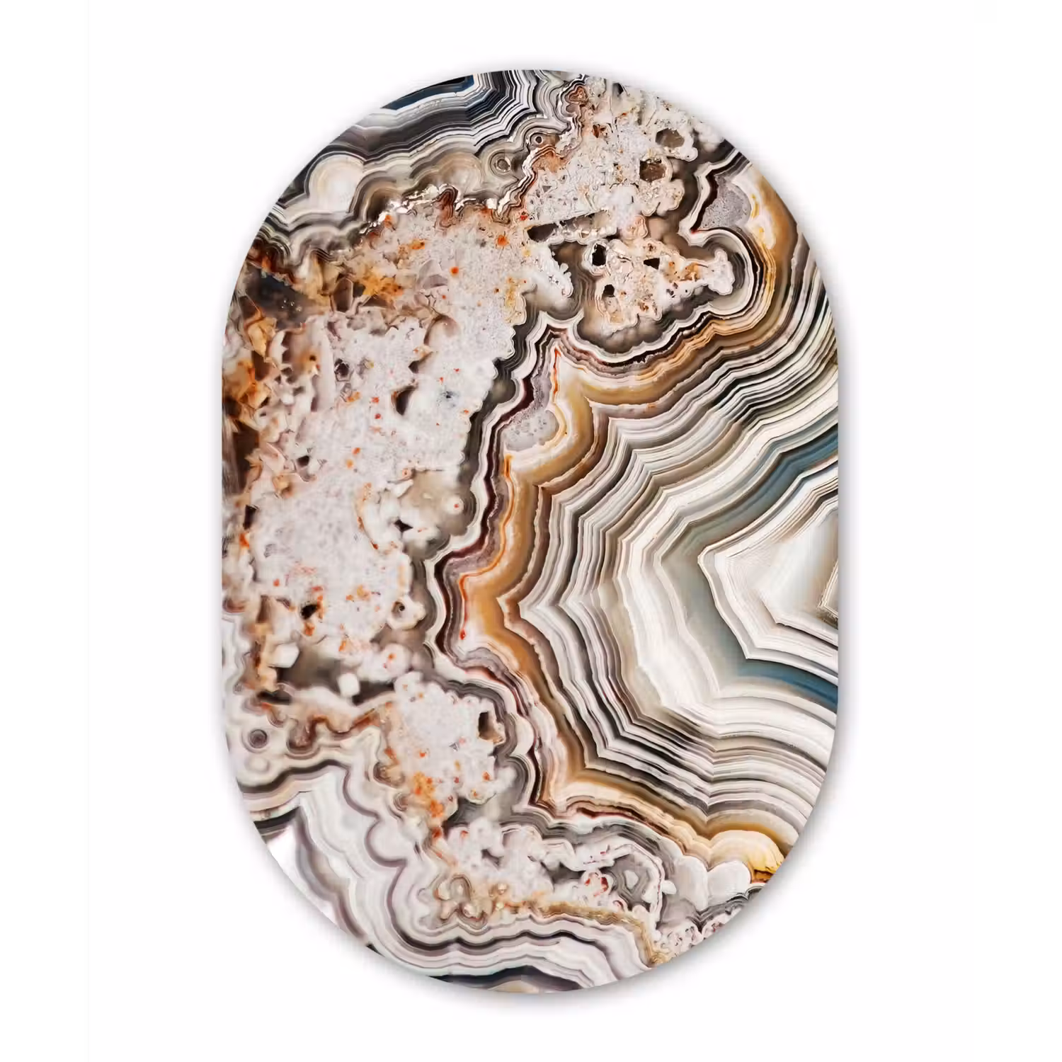 Edelsteen - Marmer - Natuur - Abstract Wandcirkel Ovaal Forex klein -3d