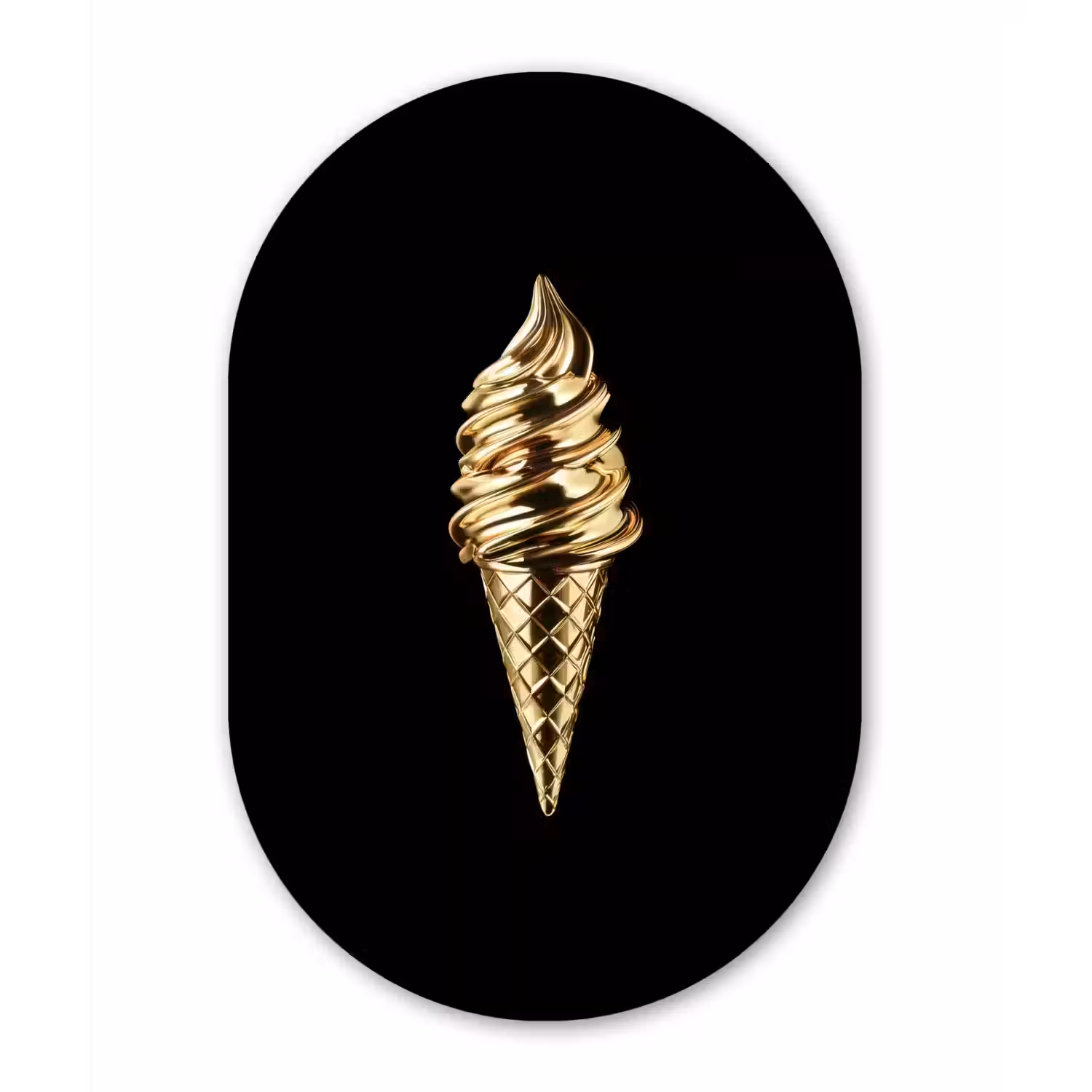 Ijs - Goud - Zwart - Eten Wandcirkel Ovaal Forex klein -3d