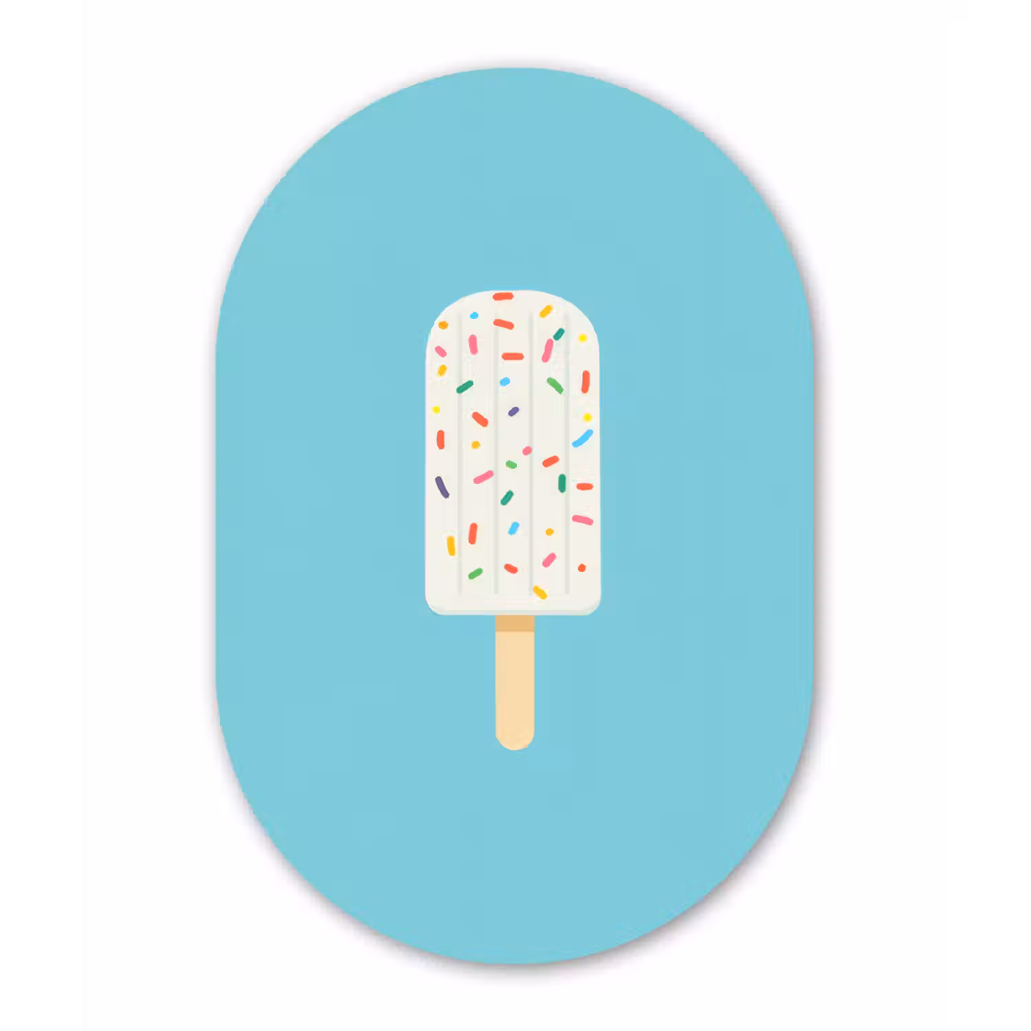 Ijsje - Stokje - Sprinkles - Lichtblauw Wandcirkel Ovaal Forex klein -3d