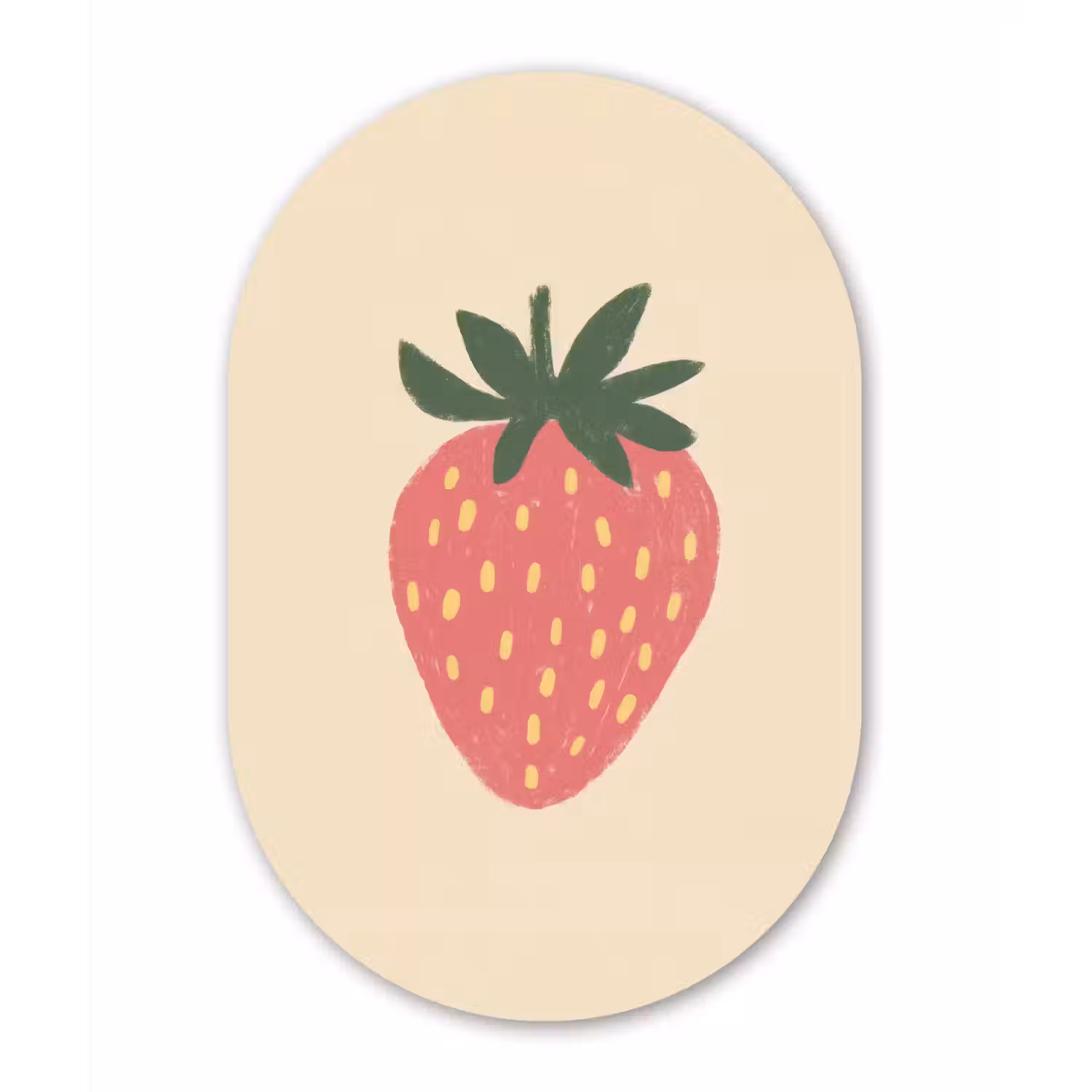 Aardbei - Minimalistisch - Rood - Fruit Wandcirkel Ovaal Forex klein -3d