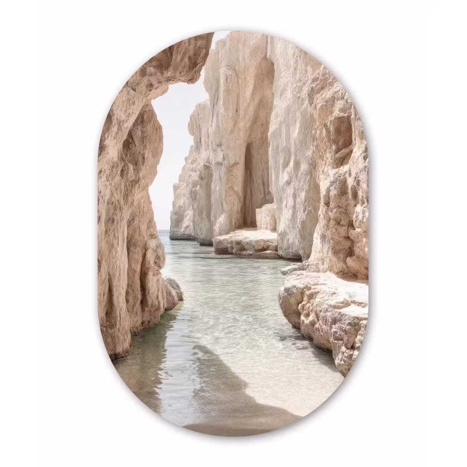 Rotsen - Zee - Zand - Kloof Wandcirkel Ovaal Forex klein -3d