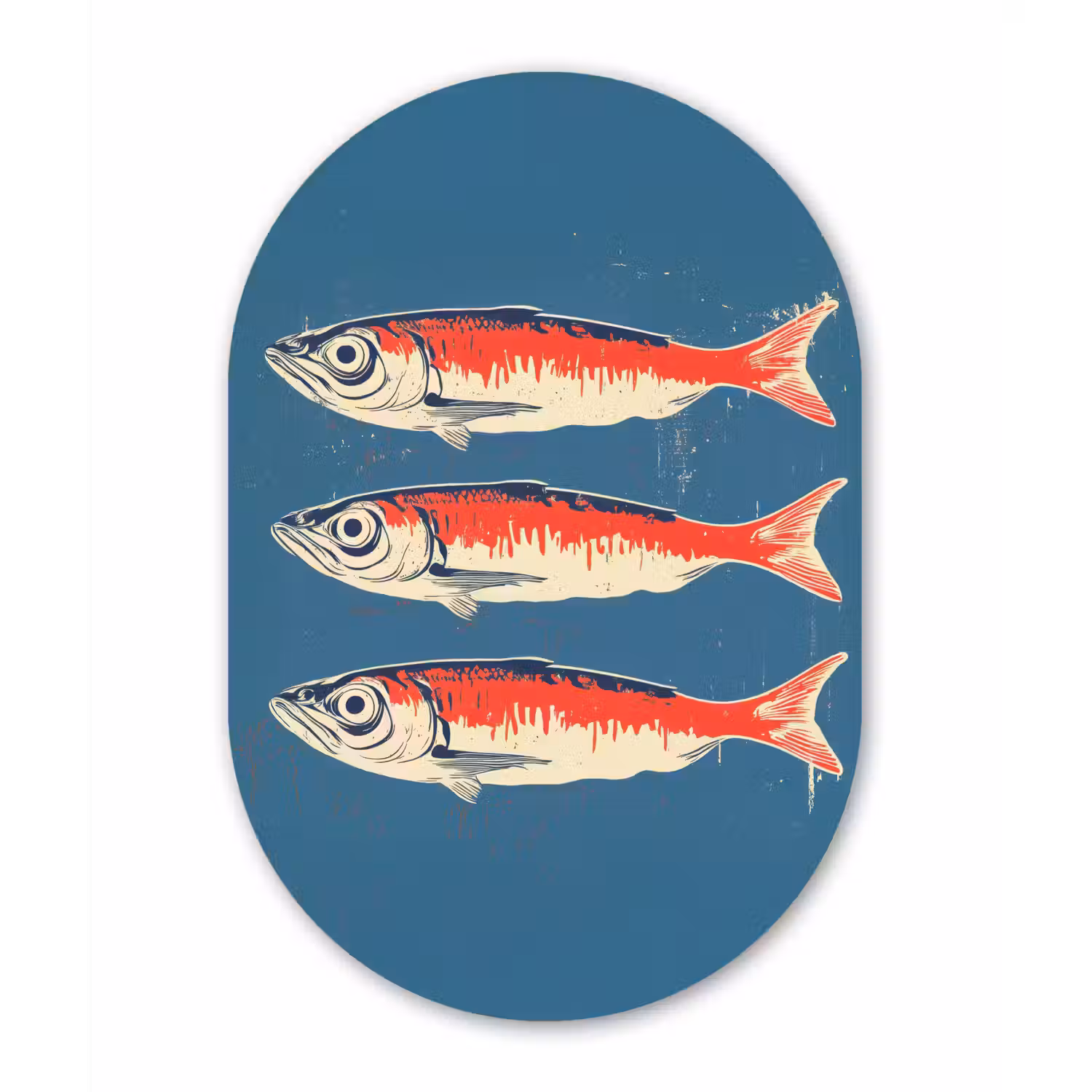 Vissen - Rood - Blauw Wandcirkel Ovaal Forex klein -3d