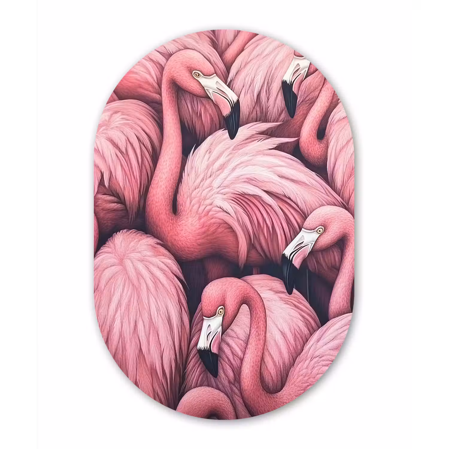 Flamingo - Roze - Dieren Wandcirkel Ovaal Forex klein -3d