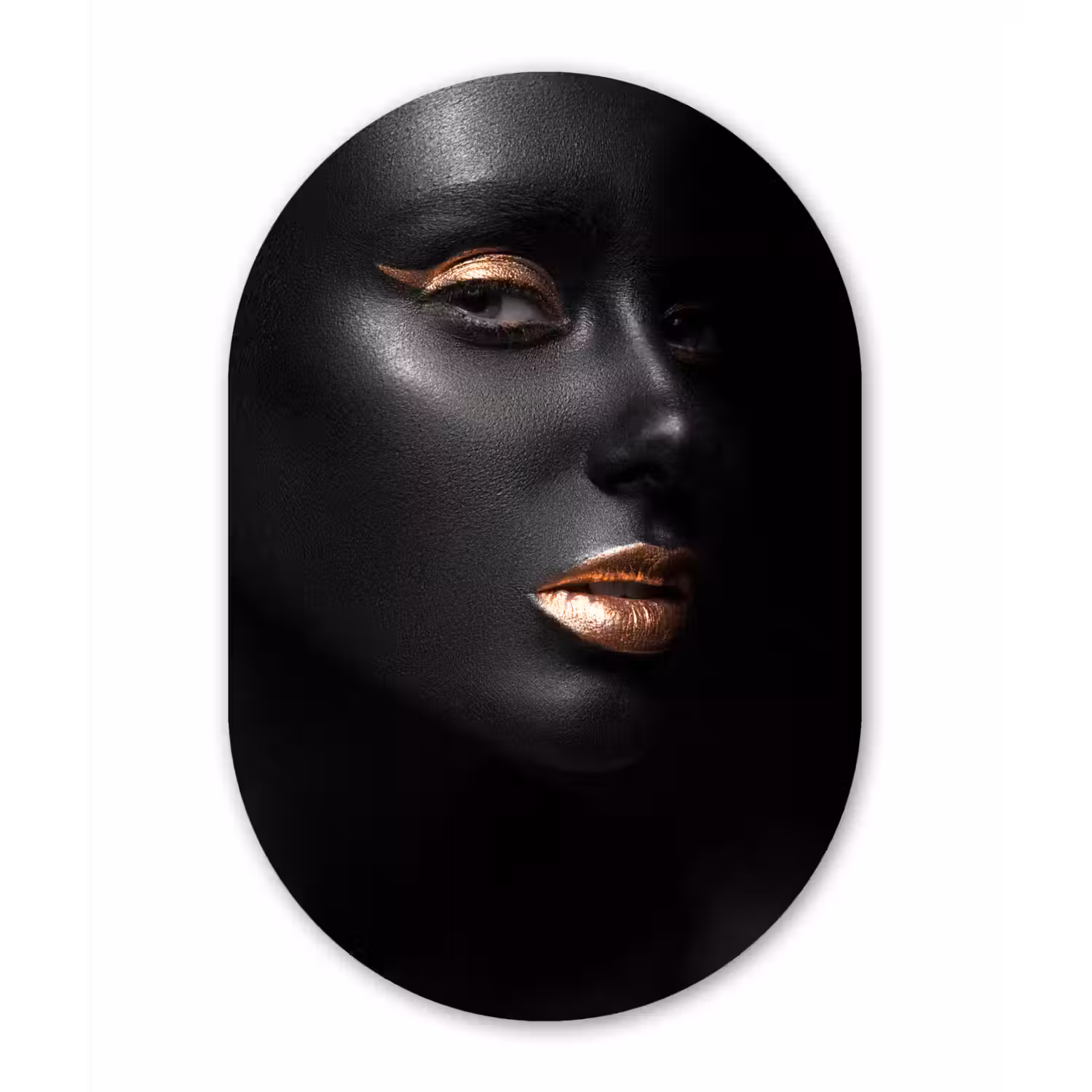 Vrouw - Make-up - Koper - Zwart Wandcirkel Ovaal Forex klein -3d