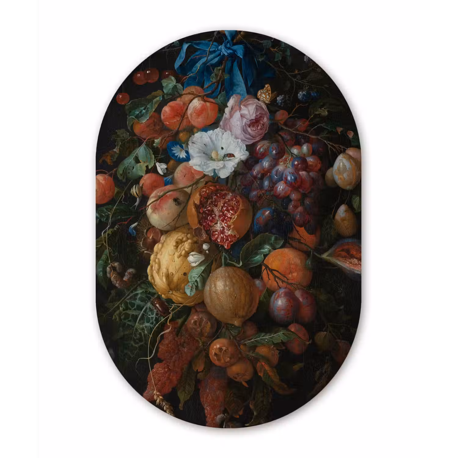 Festoen van vruchten en bloemen - Schilderij van Jan Davidsz. de Heem Wandcirkel Ovaal Forex klein -3d