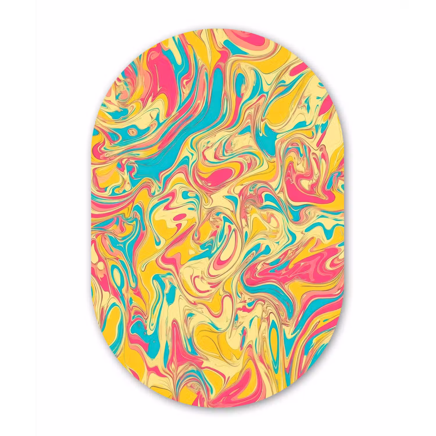 Geel - Roze - Blauw - Retro Wandcirkel Ovaal Forex klein -3d