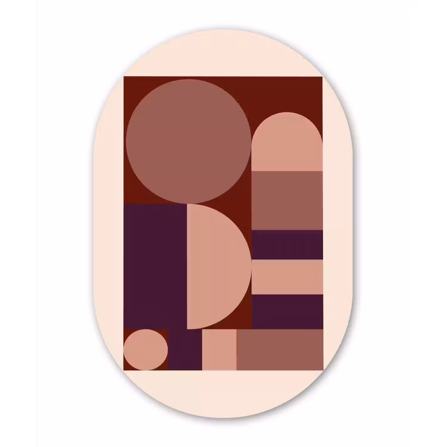 Geometrisch - Cirkels - Rood Wandcirkel Ovaal Forex klein -3d