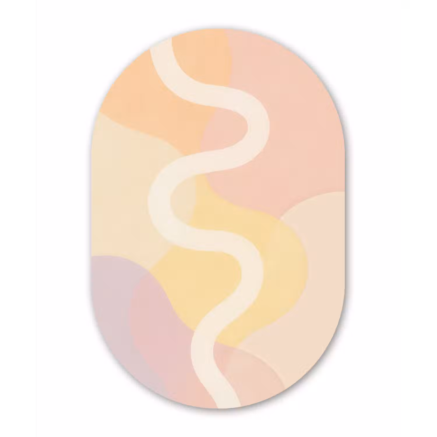 Golvende vormen - Abstract - pastel Wandcirkel Ovaal Forex klein -3d