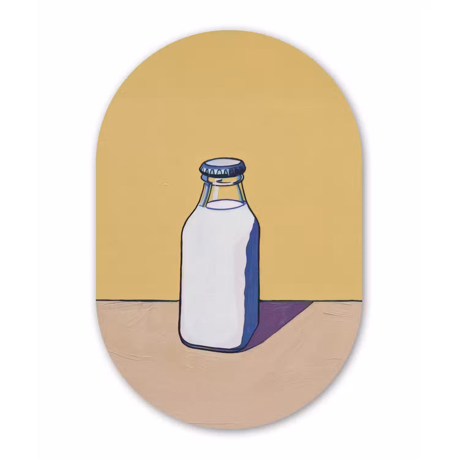 Glazen - Fles - Illustratie - Melk Wandcirkel Ovaal Forex klein -3d